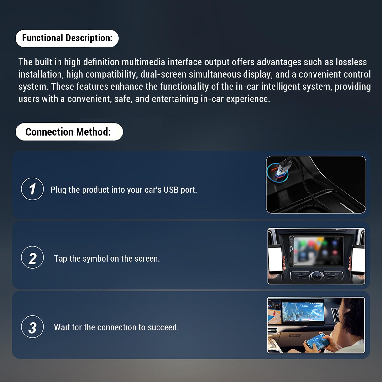 Tosuny Dongle 'adattatore Video per Auto Wireless, Convertitore di Bastoncini da 2 in 1 Auto e Convertitore di Focolare con Reti Wifi a Doppia Wifi e 5.0, per IOS 10+ e 12 (4 GB+32 GB)
