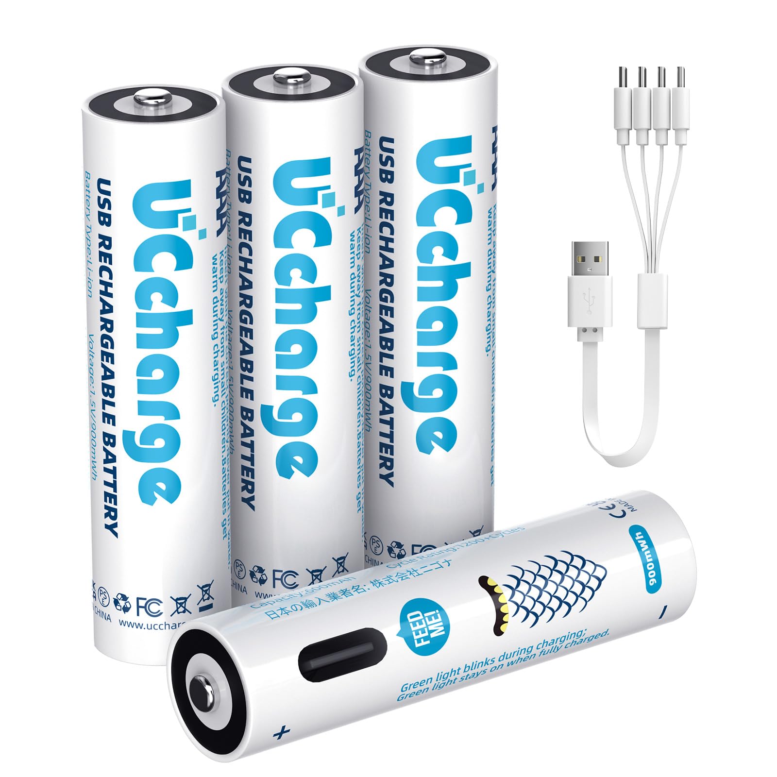 UCcharge 単4電池 USB-C充電式 4個リチウムイオンバッテリー セッ…