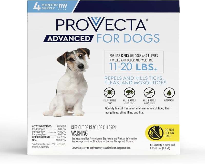 Provecta® Advanced Flea & Tick for Medium Dogs 11-20 lbs, 4-Month Supply