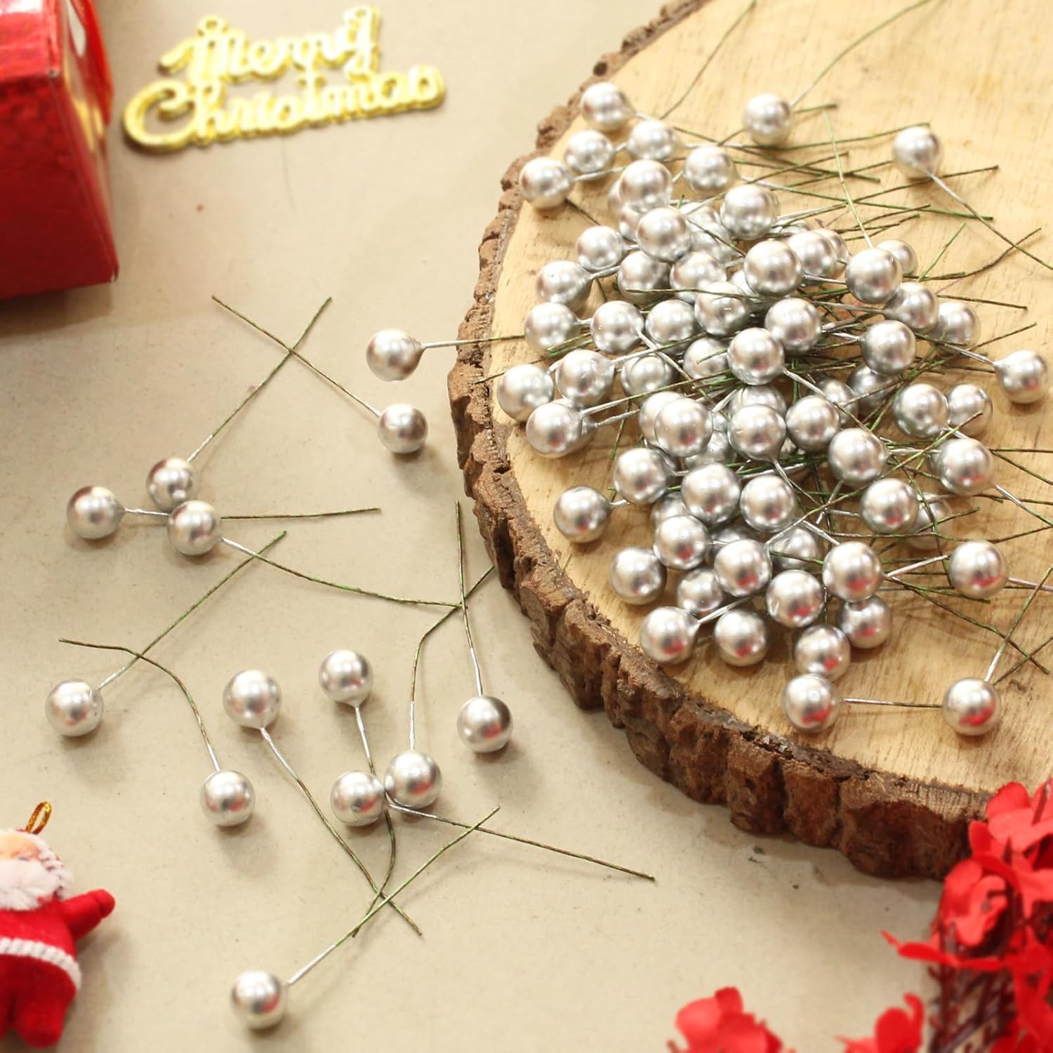 TIED RIBBONS 50 Pcs Artificial Berries for Christmas Tree Decoration Garland Wreath Home Decor Art and Craft Ornaments Hanging Props (Silver) – Christmas Decorations Items TIED RIBBONS 50 Pcs Artificial Berries for Christmas Tree Decoration Garland Wreath Home Decor Art and Craft Ornaments Hanging Props (Silver) – Christmas Decorations Items