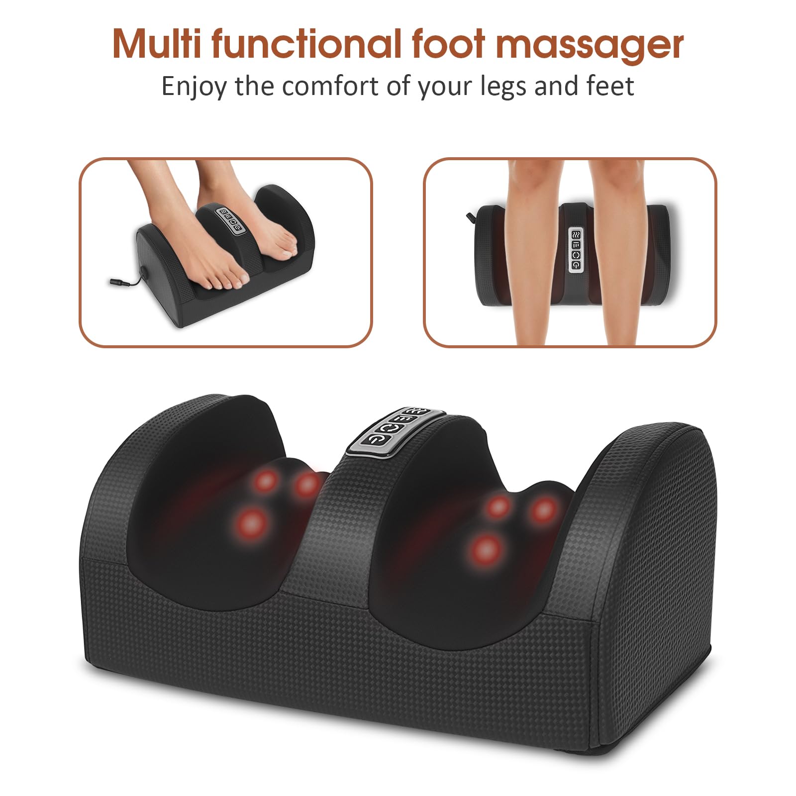 Massage pieds Avec Chauffage, Massage Shiatsu PéTrissant, Relaxant Les Muscles Des Pieds et Des Jambes, Masseur de Jambes pour Bureau/Maison, Cadeau Pour Maman, Papa