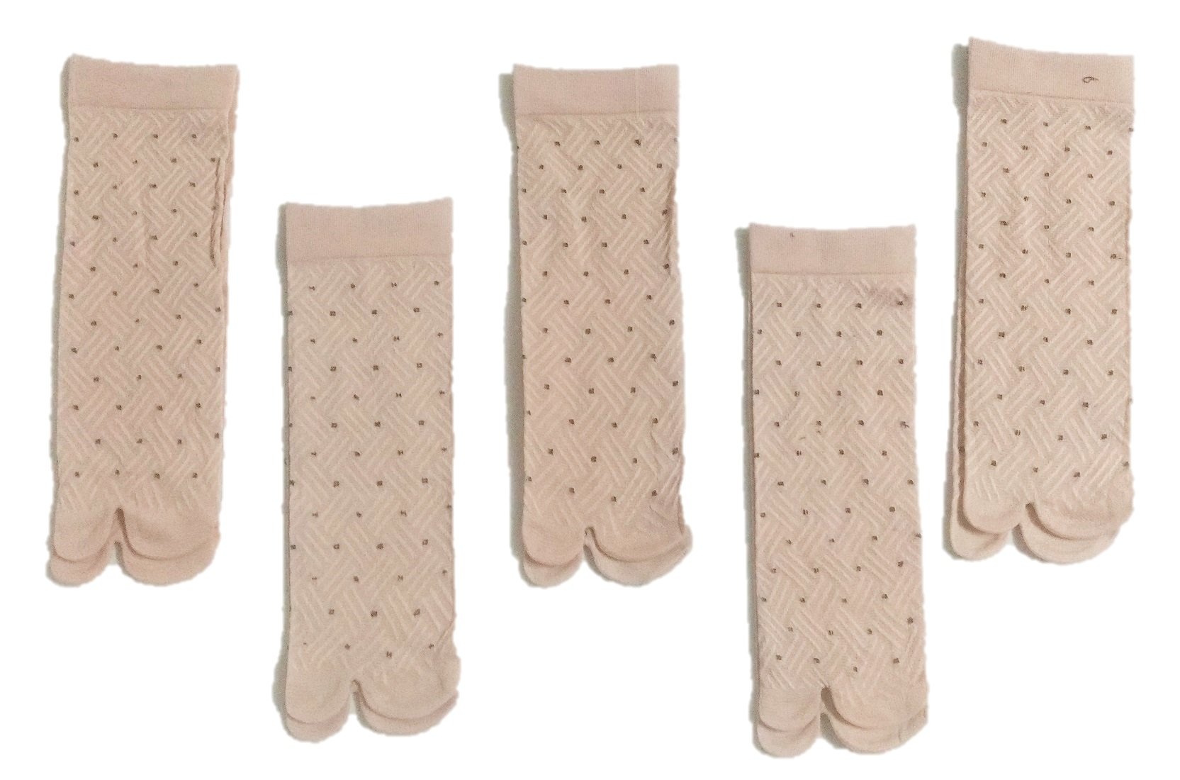 New Jain Traders - Ultra Thin Transparent Nylon Summer Skin Socks for Women/Girl (Ankle Length) with Thumb - Pack of 5 Pairs (Free Size, Skin Color)