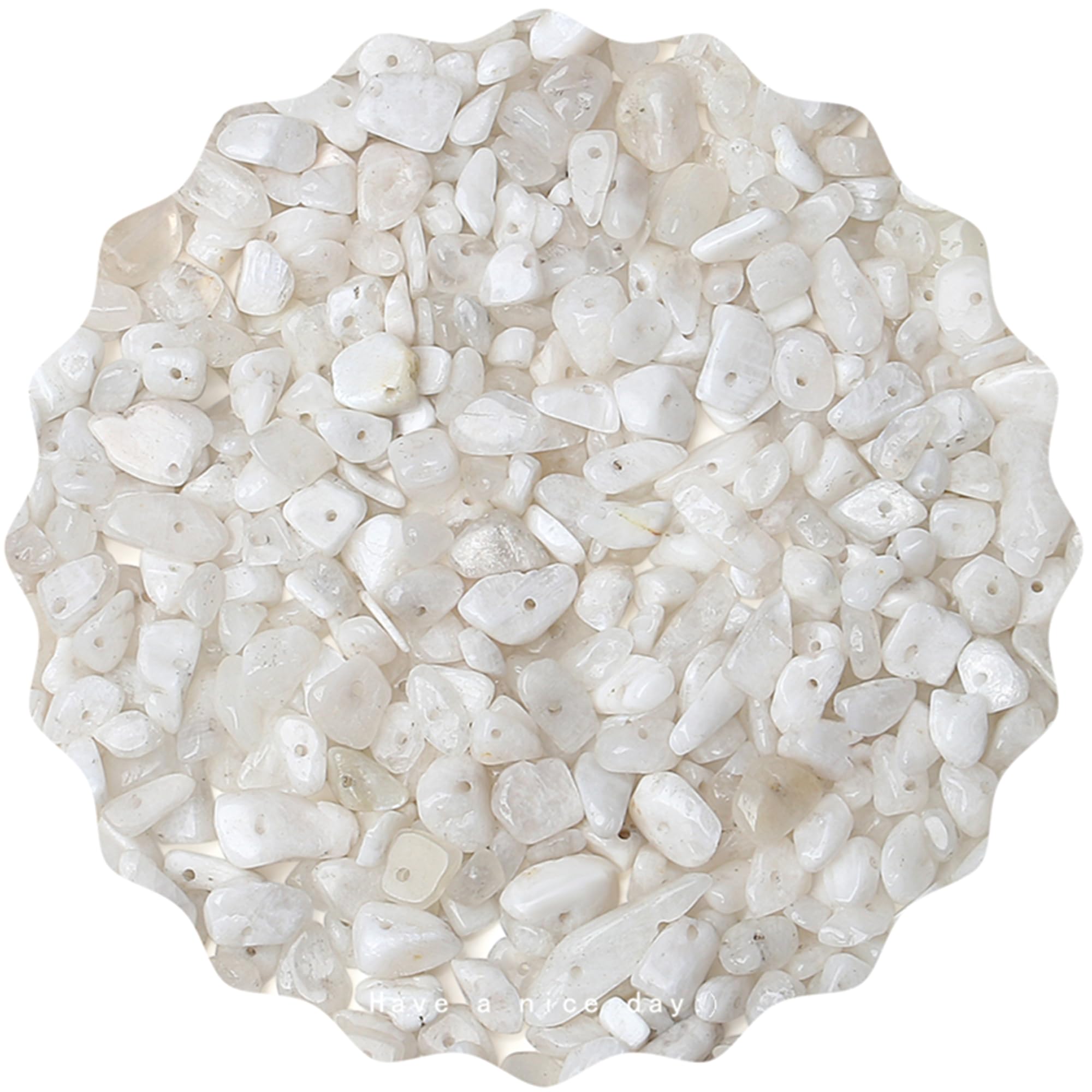 ZHIYUXI 400pcs Natural Chip Stone Beads Moonstone 5-8mm Healing Crystals Gemstones Irregular Stone Loose Rocks Bead Hole Drilled Jewelry Making DIY for Bracelet Necklace Crystal Tree Craft