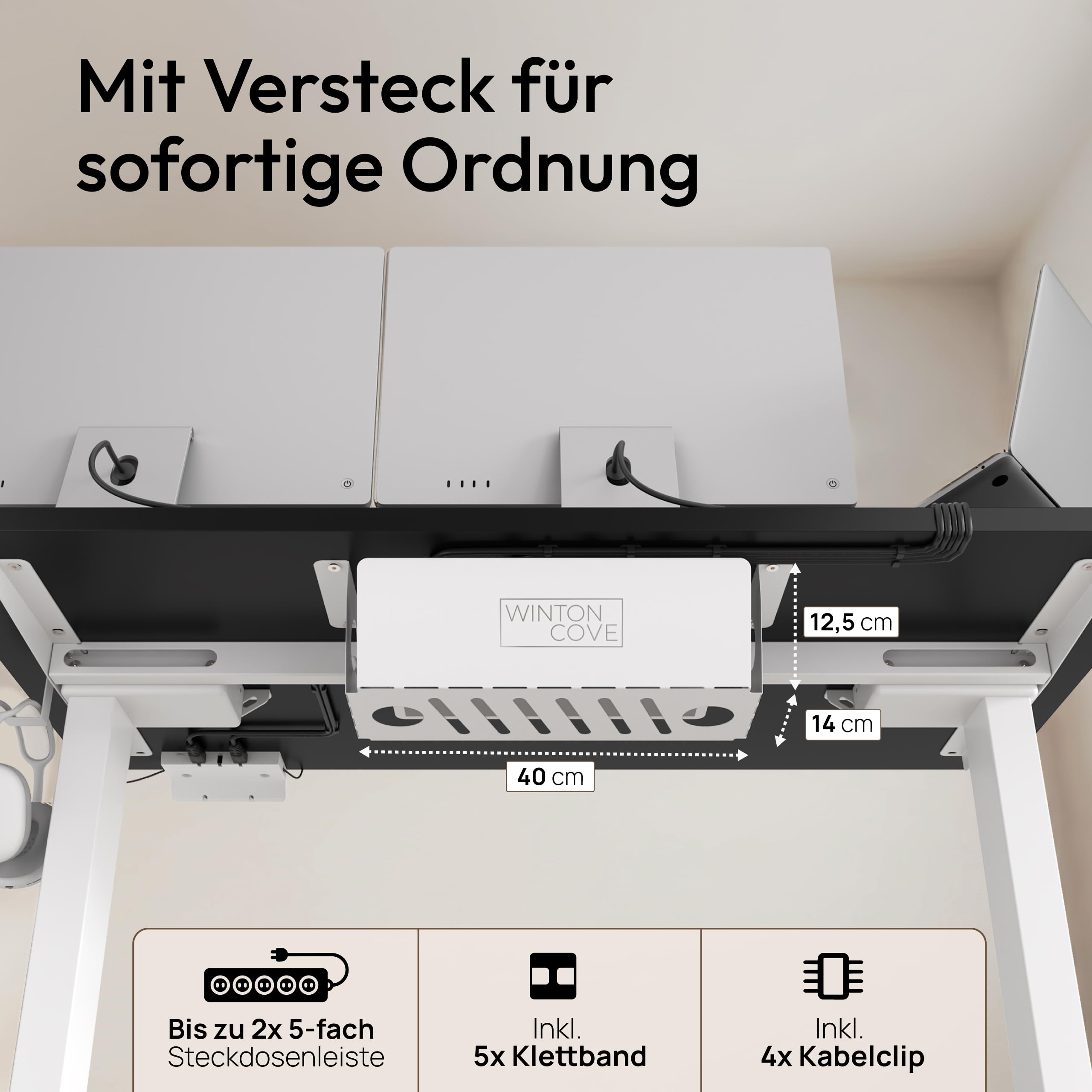 Elektrisch Höhenverstellbarer Schreibtisch 120x60 & 160x80 cm - Flüsterleiser Dual-Motor, Anti-Kollision, Memory-Funktion, Kabelmanagement inklusive