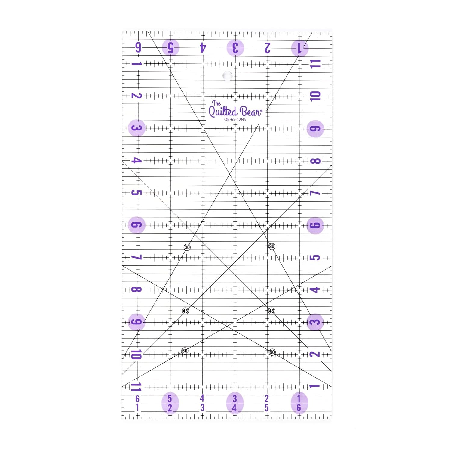 The Quilted Bear Quilting Rulers - Transparent Acrylic Non Slip Quilting, Patchwork & Sewing Ruler with Clear Black Lines & 30, 45 & 60 Degree Angles for Perfect Accuracy & Precision (Shape Ruler)