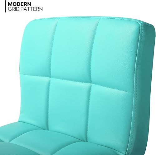 Miniatura 4 de MoNiBloom Juego de 2 taburetes de bar ajustables de piel sintética giratoria altura de mostrador moderno taburete cuadrado con respaldo para sillas