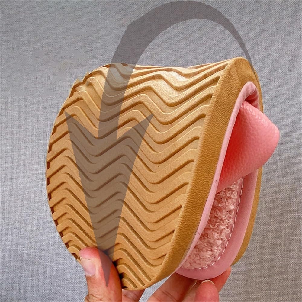 Pantofole Calde E Comode Con Fodera In Peluche Sandali Da Casa In Vera Pelle Con Punta Aperta Scarpe Da Camera Da Letto Casual Leggere E Antiscivolo Per Ufficio, Hotel, Viaggi(Rose Red,38/39 EU)