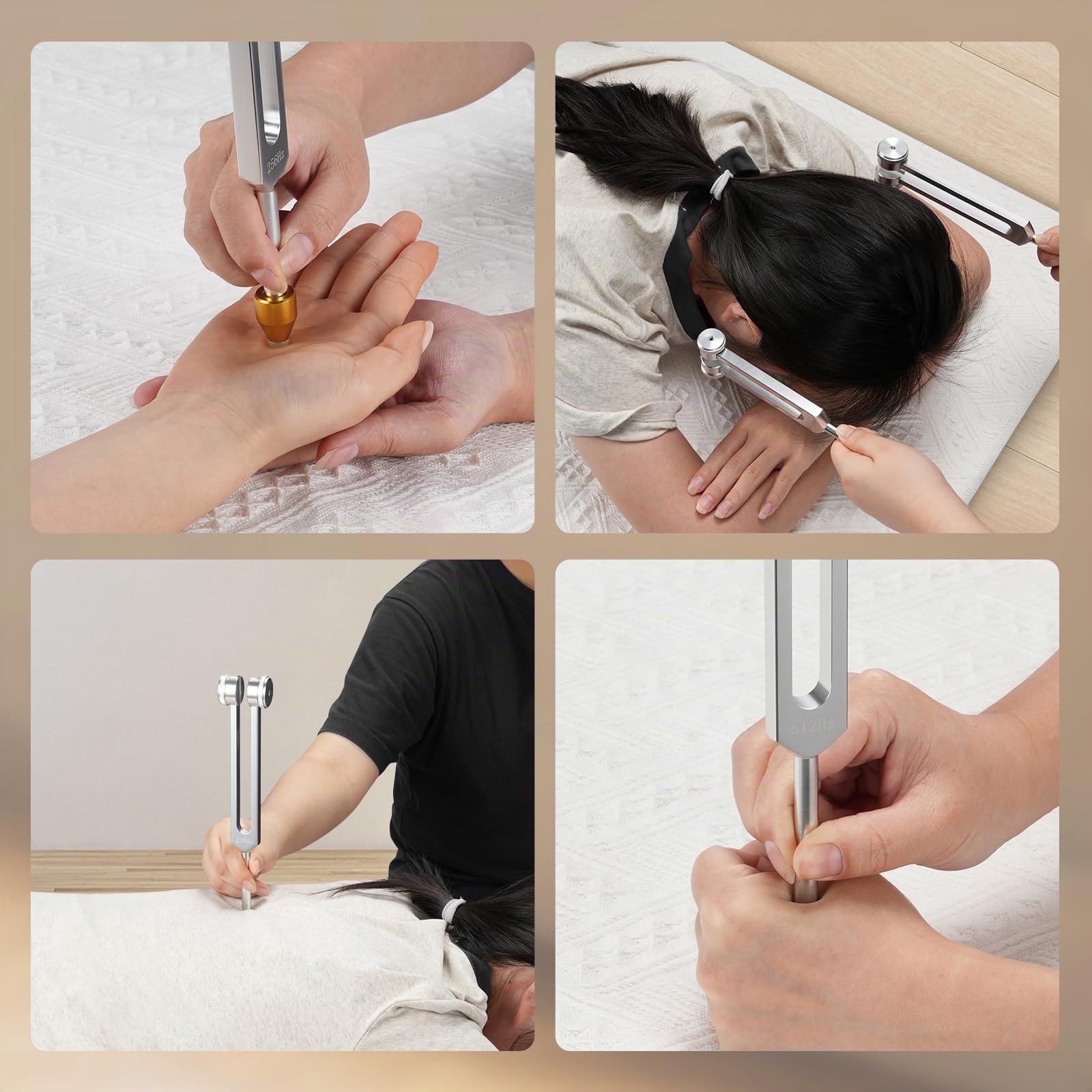 Set de diapasons de guérison 128Hz 256Hz 512Hz avec socle en cristal pour chakras thérapie sonore méditation yoga