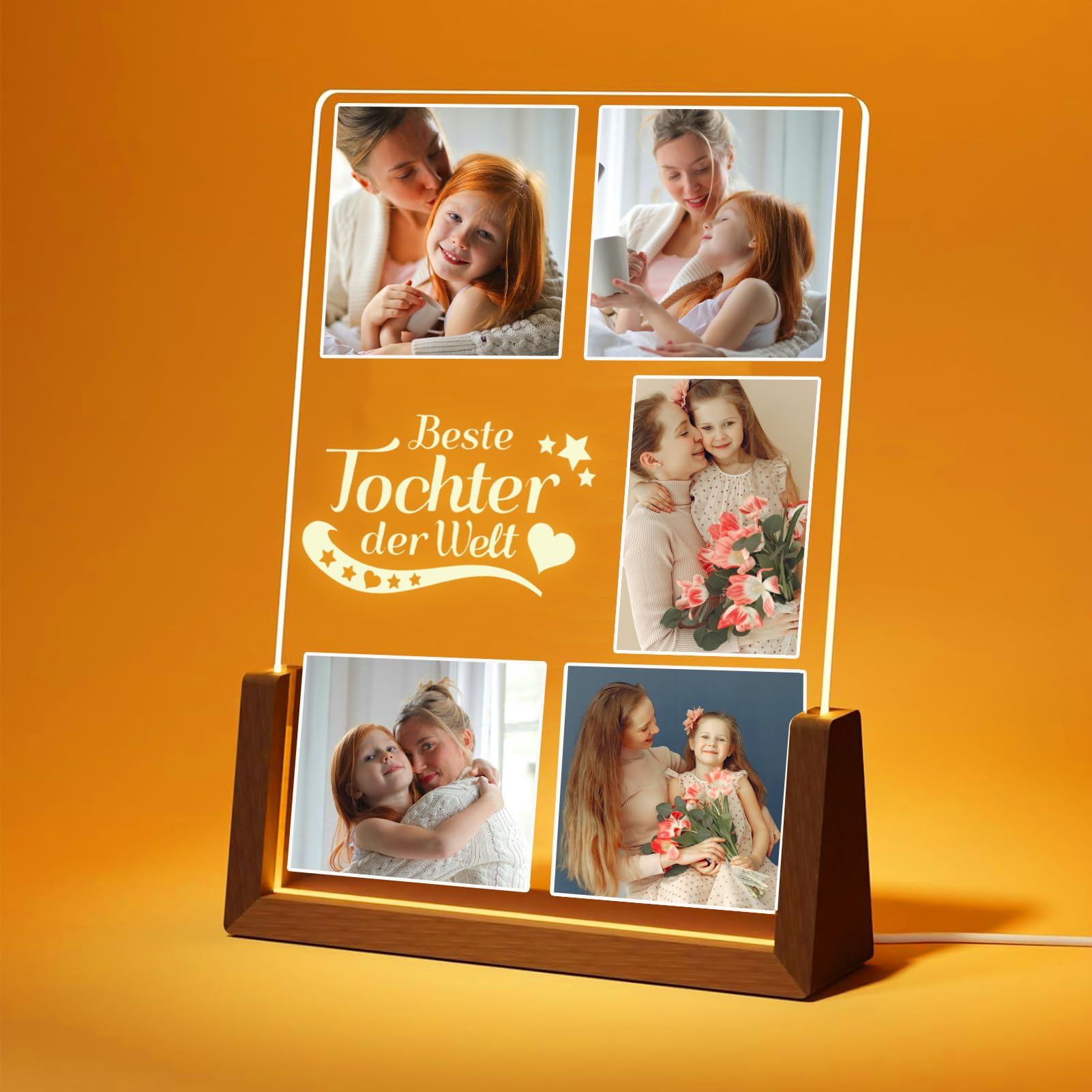 JioJio Chan Mommy And Me Bilderrahmen – Personalisiert, 10,2x15,2 Cm Foto, Aus Natürlichem Holz, Mit Aufhänger, Perfekt Als Muttertagsgeschenk