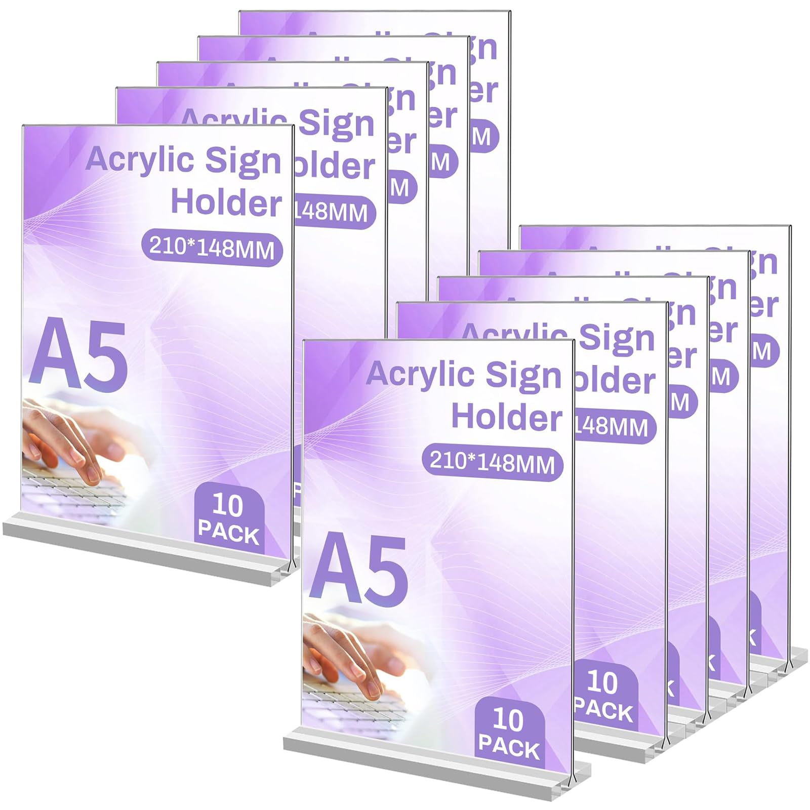 A5 T Size Acrylplakat Menü Rack, Transparenter Kunststoff Display Rack Tischständer Restaurant Hotel Dokument Büro Speicher (A5-T 10Pack)