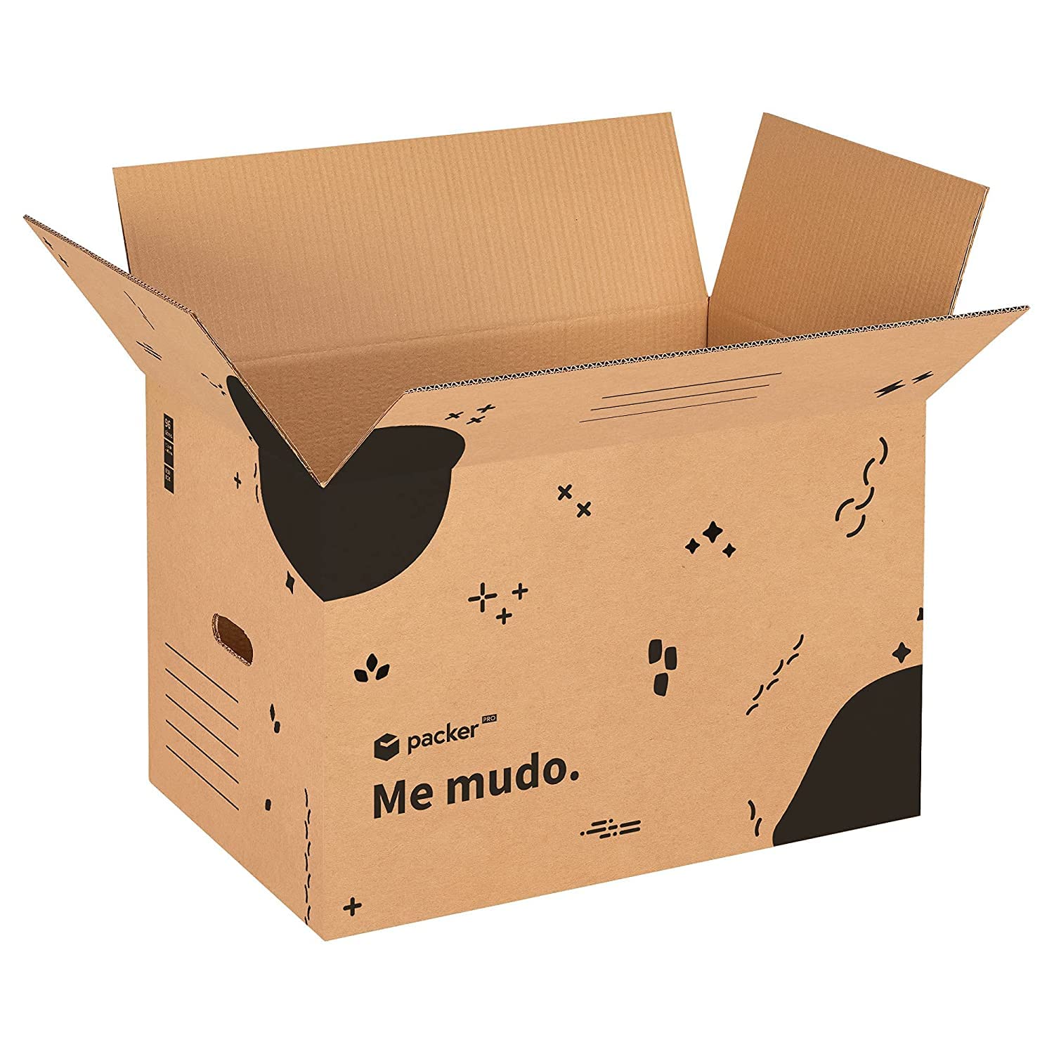 packer PRO Lot de 20 boîtes en carton pour déménagement et rangement ultra résistantes avec poignées, 60 x 40 x 40 cm