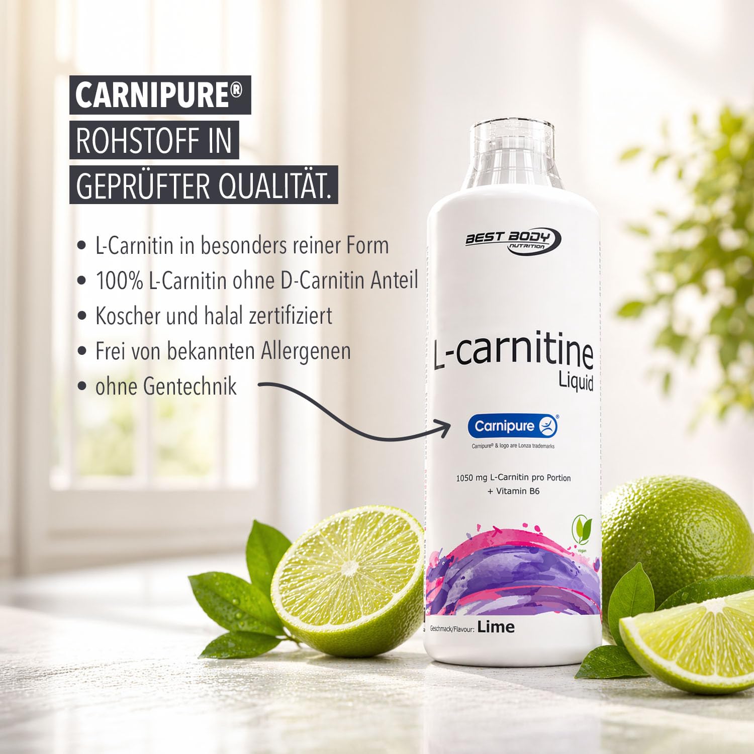 Best Body Nutrition L-Carnitin Liquid Lime 1000ml – 1030 mg L-Carnitin pro  Portion – Carnipure Qualität – Mit Vitamin B6 – Trinkfertig – Hohe  Rohstoffqualität – Inkl. Dosierkappe : Amazon.de: Drogerie & Körperpflege