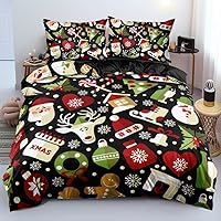 Vista 15 de Juego de funda de edredón de Navidad 3D, fundas de edredón y fundas de almohada con patrón de lazo rojo, juegos de ropa de cama de color pulido
