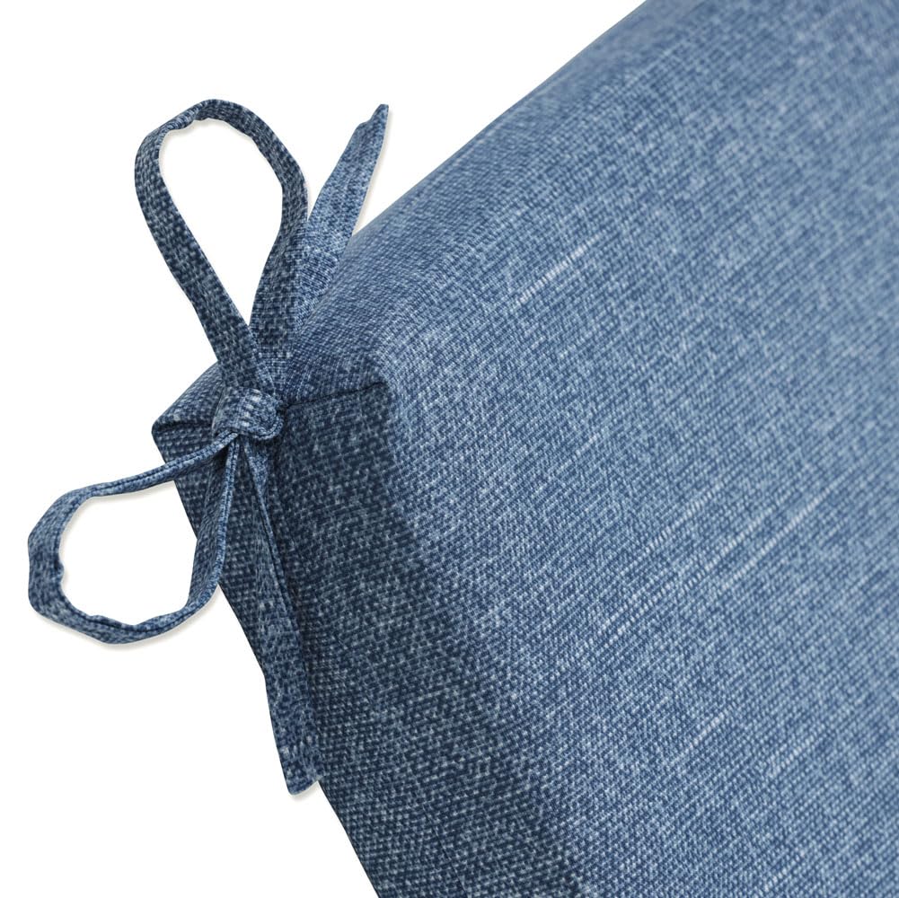 Pillow Perfect Tory – Coussin de Chaise à Coins carrés en Denim pour extérieur et intérieur, 91,4 x 45,7 x 7,6 cm, Bleu