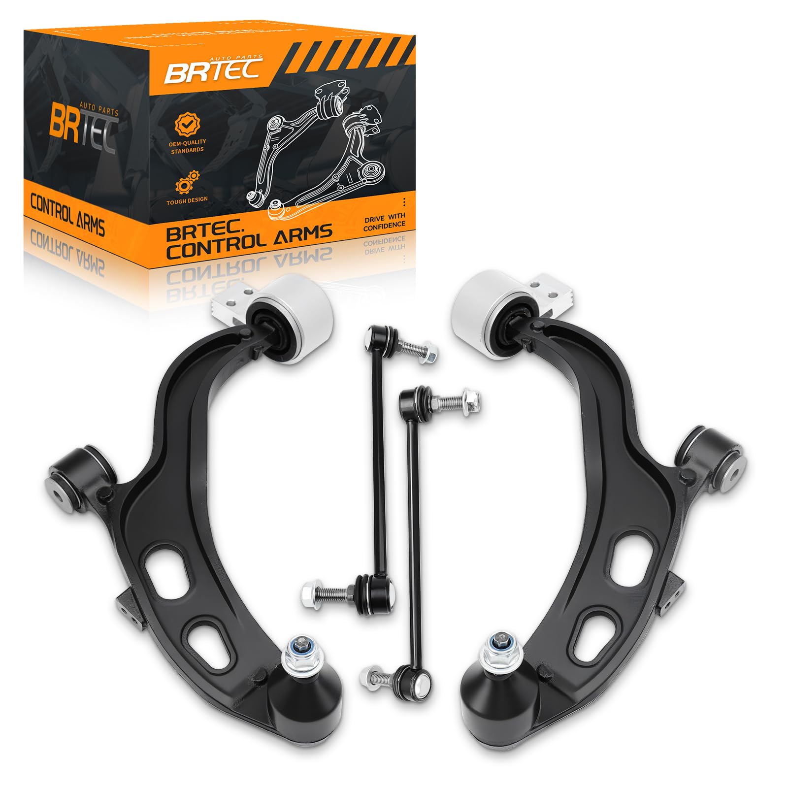BRTEC Front Lower Control Arms Kit Compatible with Ford Flex Taurus 2013-2018, Police Interceptor/Special Service Police Sedan, Lincoln MKT 2013-2019,
