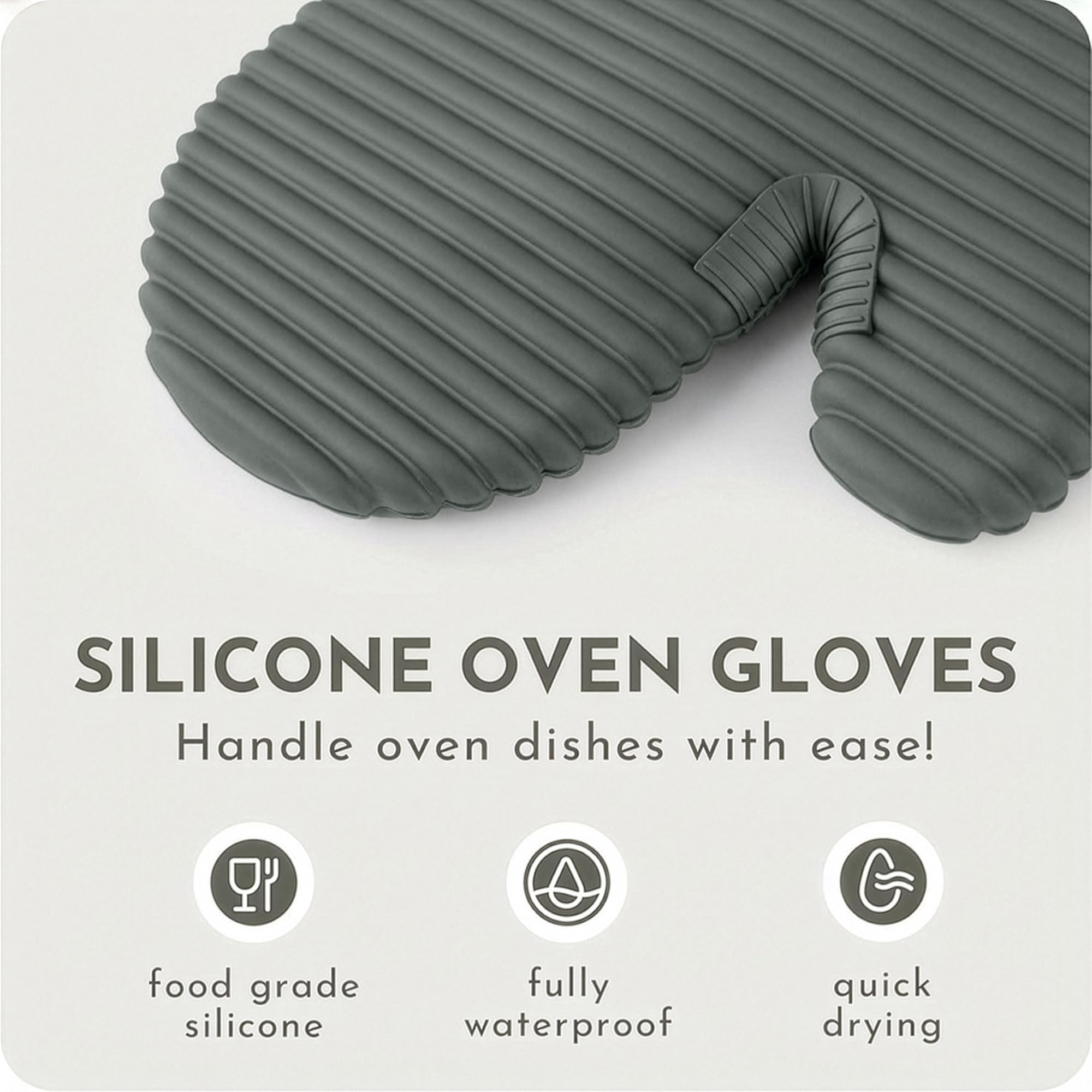 Juego de guantes de horno y agarraderas de silicona extralargos | Resistente al calor 260.0 °C sin BPA, almohadillas calientes de silicona de grado alimenticio y manoplas de cocina | Juego de 4