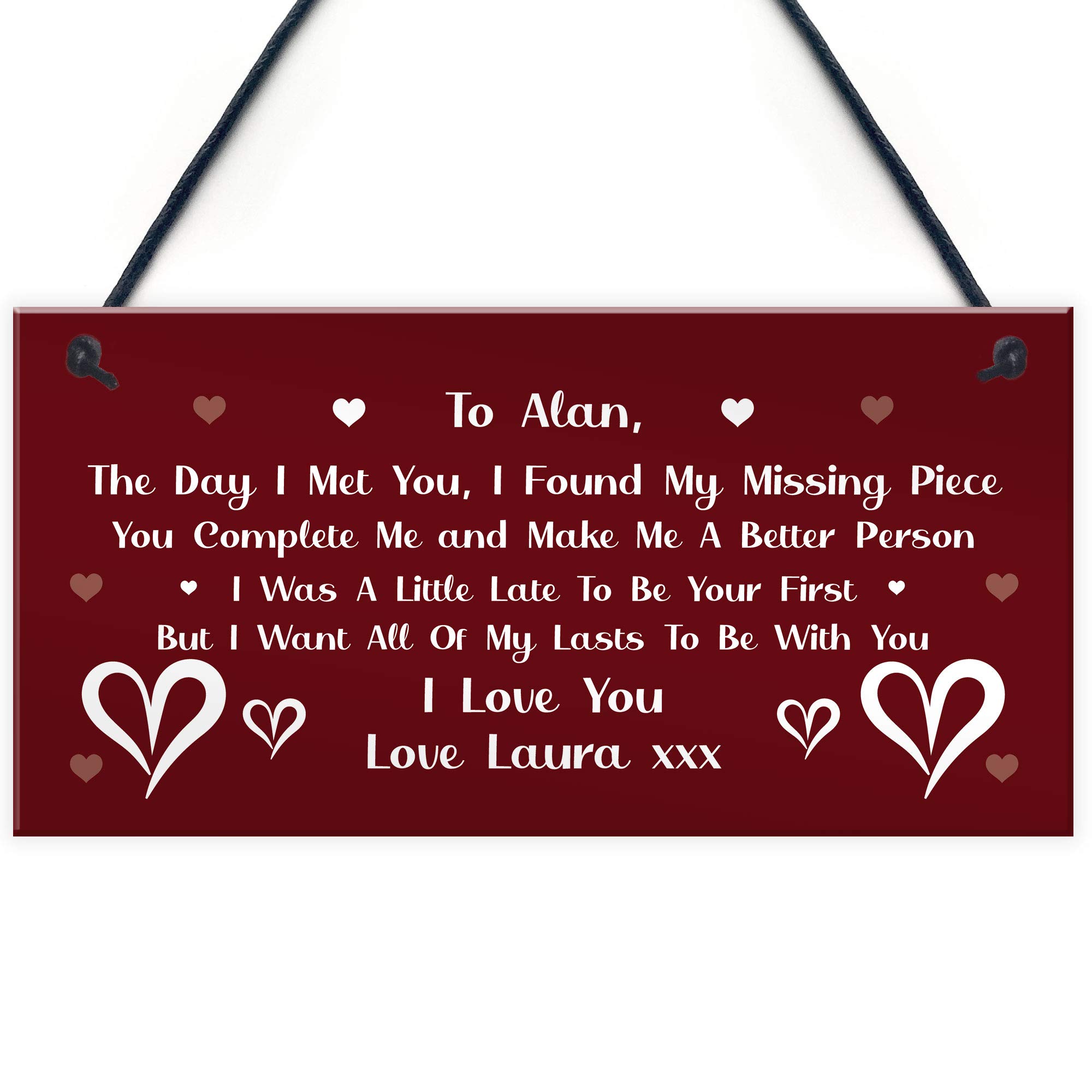 RED OCEAN Personalised Gifts For Boyfriend Girlfriend Husband Wife Anniversary Valentines Keepsake Gifts