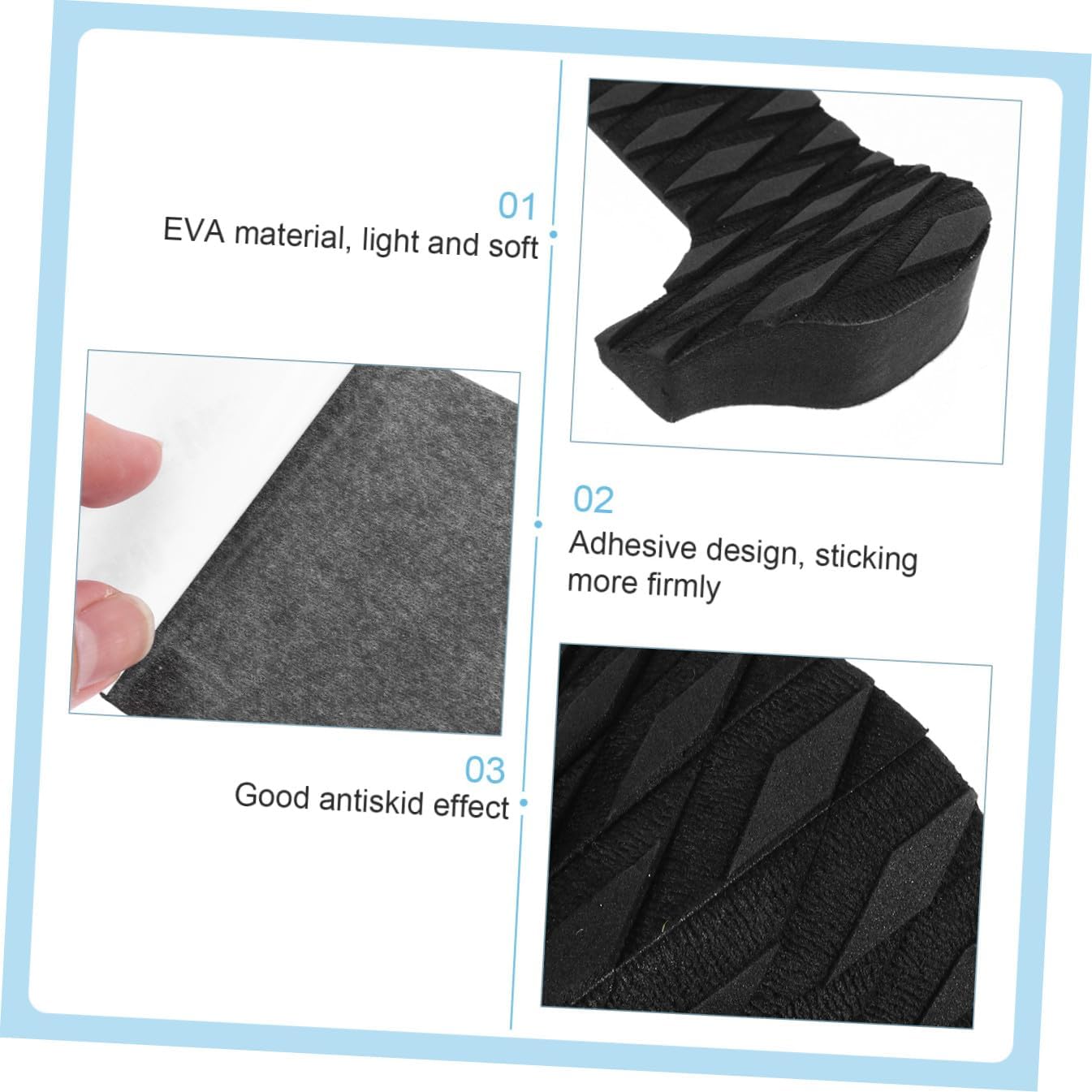 Milisten 3Pcs Surfboard Traction Pads Maximum Grip Anti-Slip EVA Tail Pads Adhesive Tail for Surfboards Suitable for Water Sports and Surfing