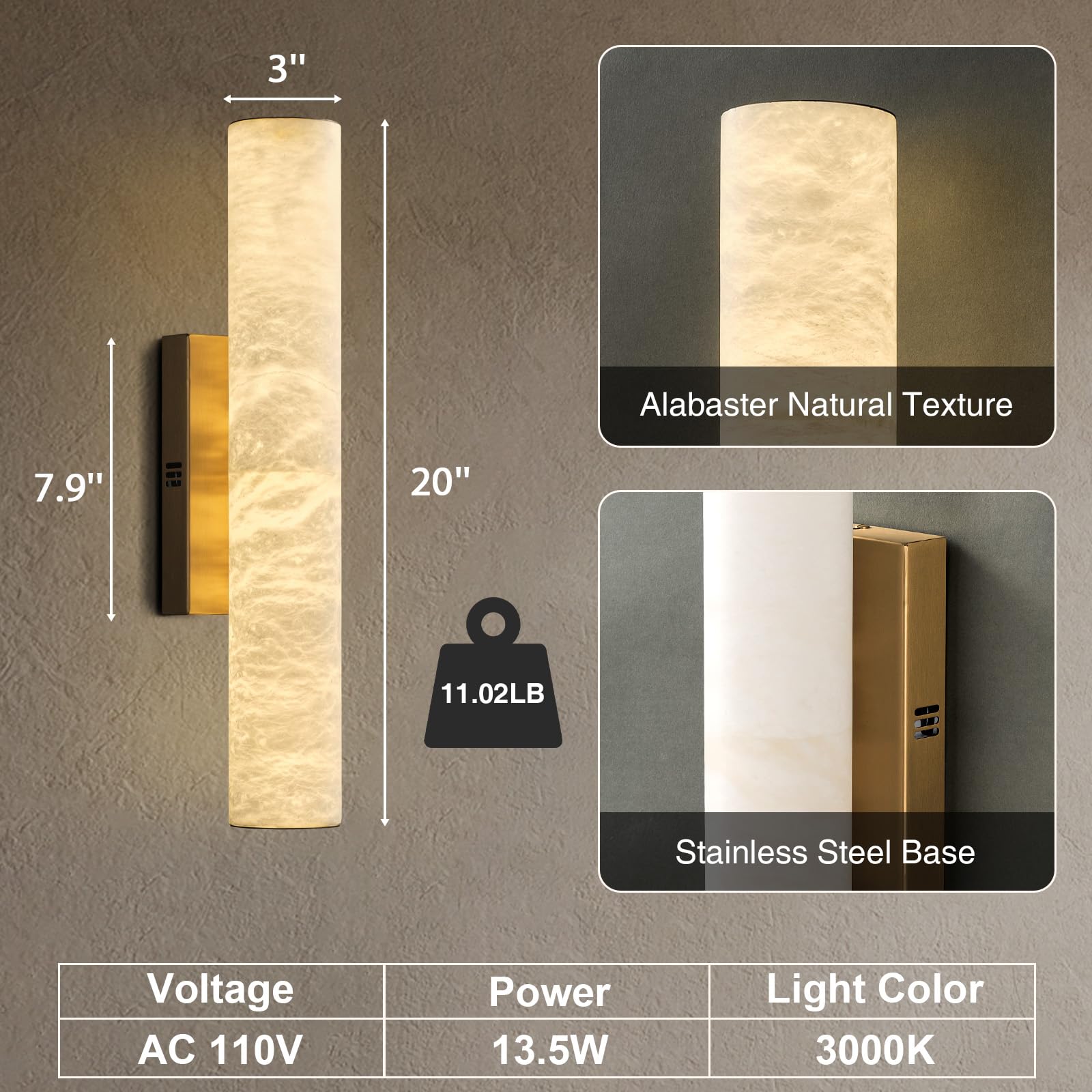 OSRoyce Alabaster Wall Sconces, 20