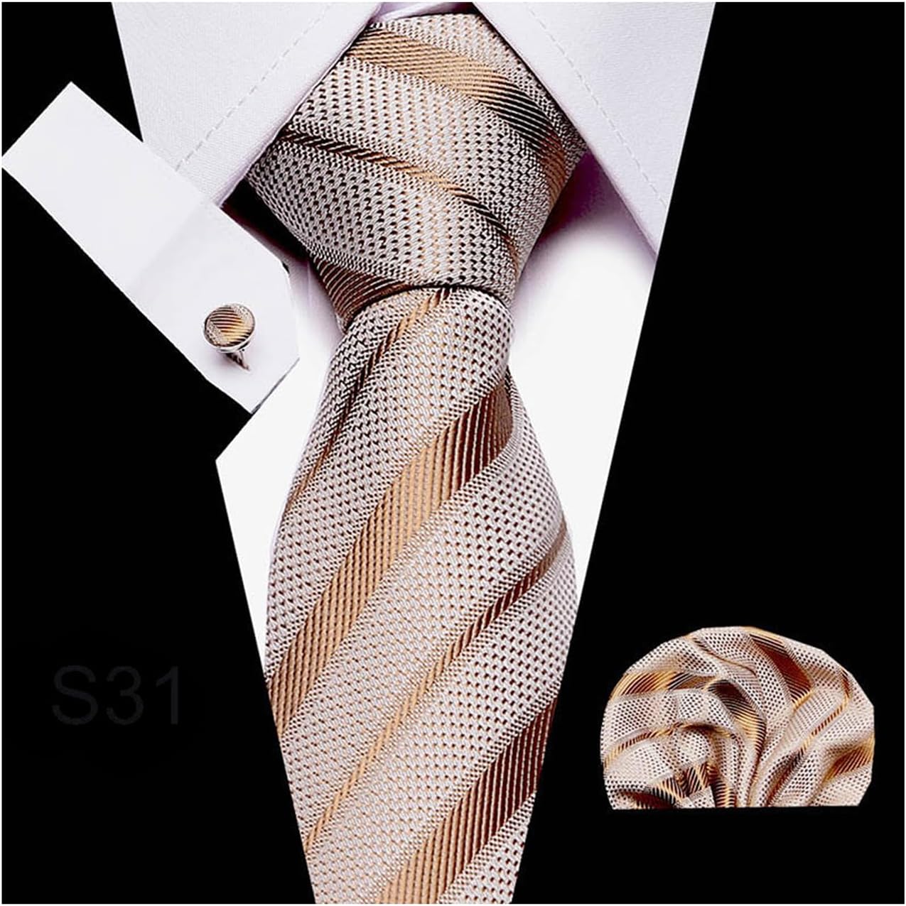 Men's Ties Classic Men's Ties with Men's Cufflinks Pocket Square Handkerchief Men's Tie Sets
