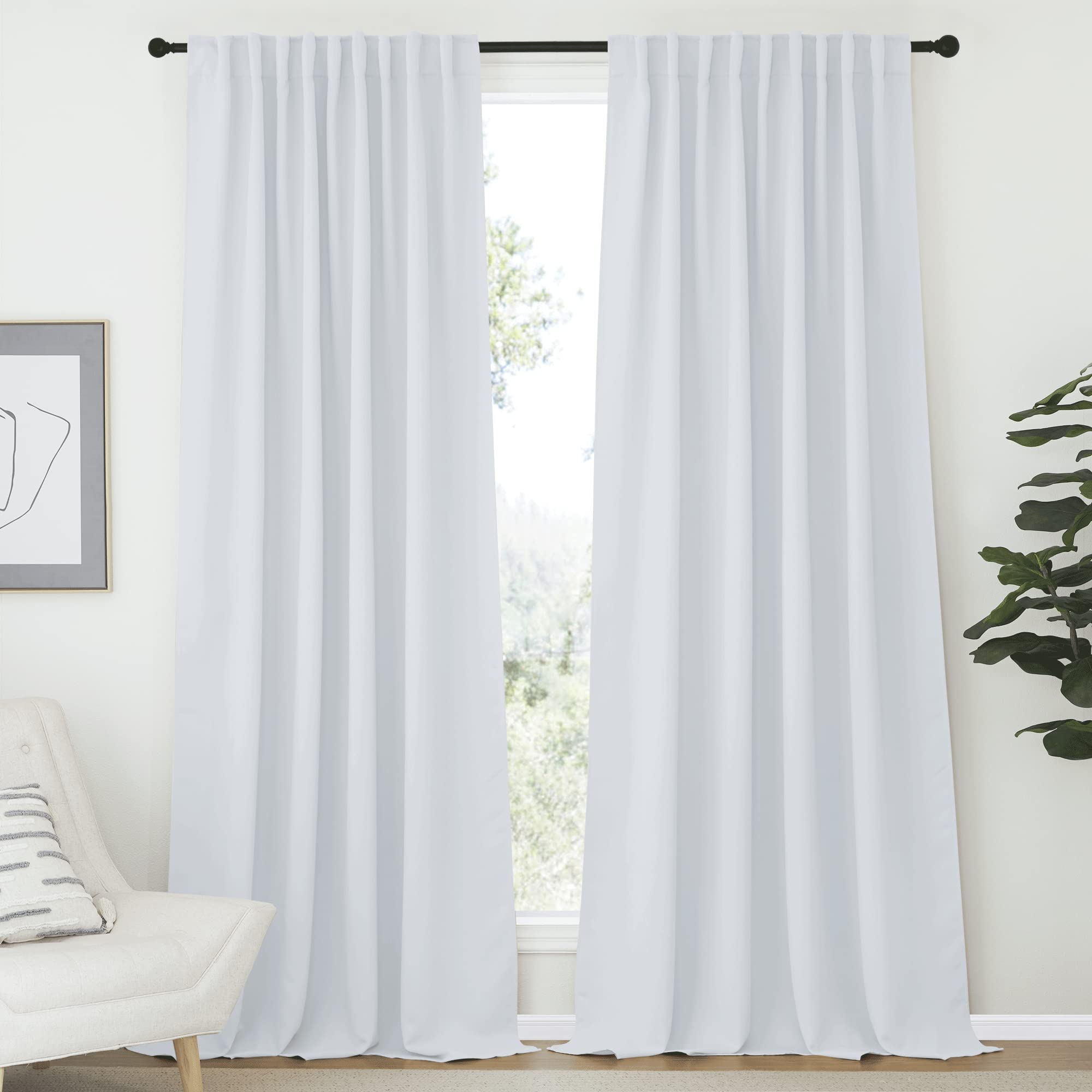 NICETOWN Living Room Darkening Curtain Drapes - (Cloud Grey Color) W70 x L95, Set of 2, Room Darkening Window Treatment Drapery Panels