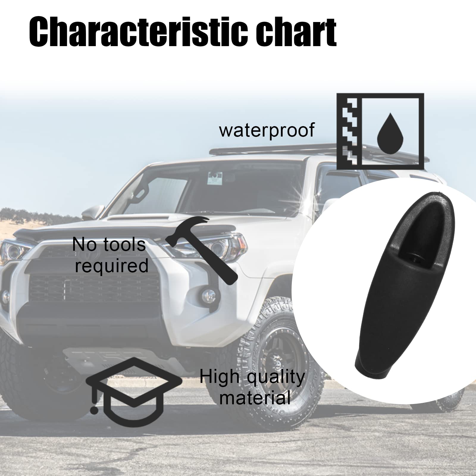 Manual Antenna Base Bezel For 2004-2010 Toyota Sienna - Black Rubber Ornament, OEM Style 12 thumbnail image