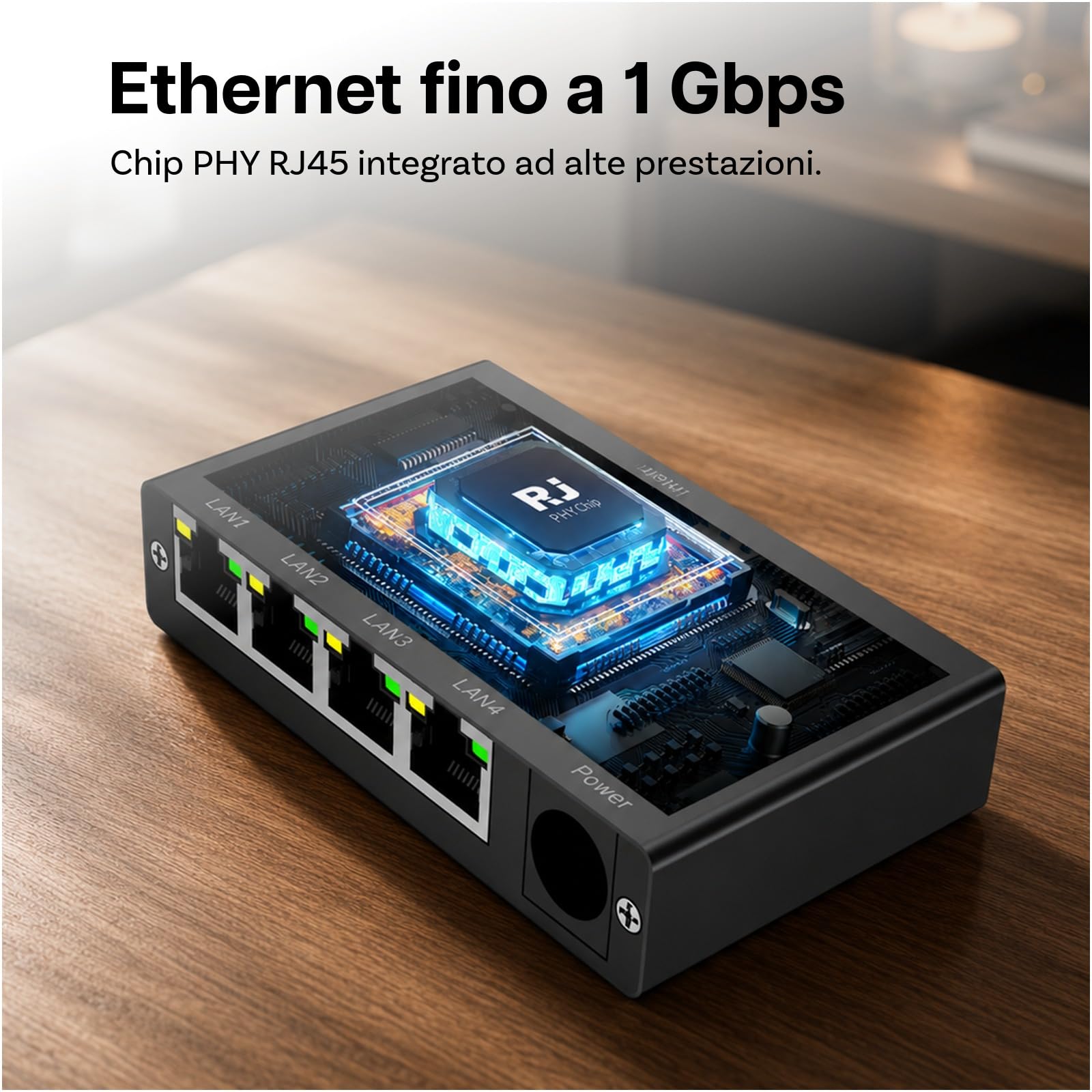 4 Porte Gigabit Adattatore Ethernet compatibile con Starlink Mini e Gen 3 di MMOBIEL – Switch Ethernet RJ45 da 1 a 4, Splitter Ethernet 1000Mbps con Cavo 0.5m – Per Camper, Barca, Home Office e Gaming