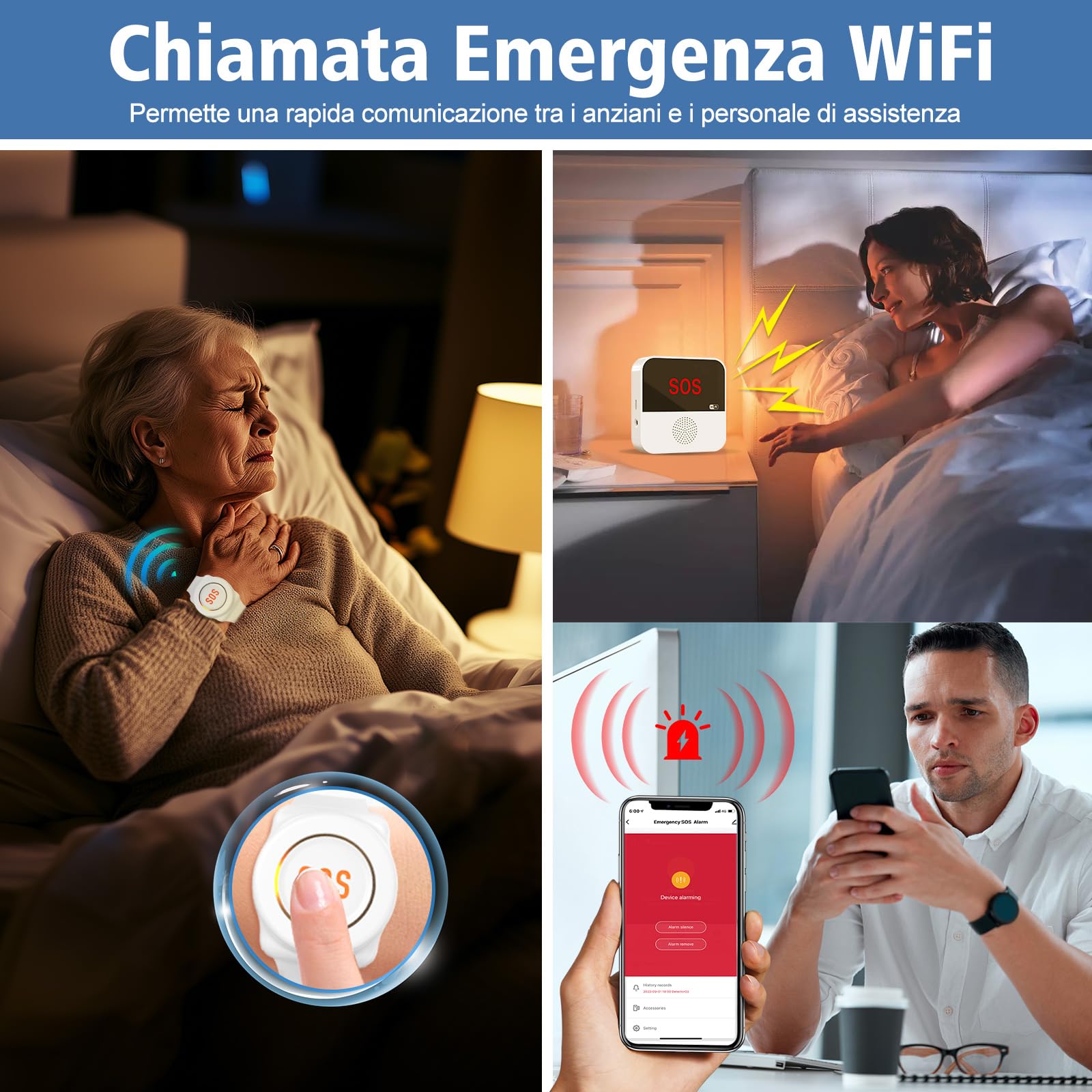 ChunHee Pulsante di chiamata di emergenza per anziani Tuya WiFi Smart Senior Sistema di allarme di emergenza