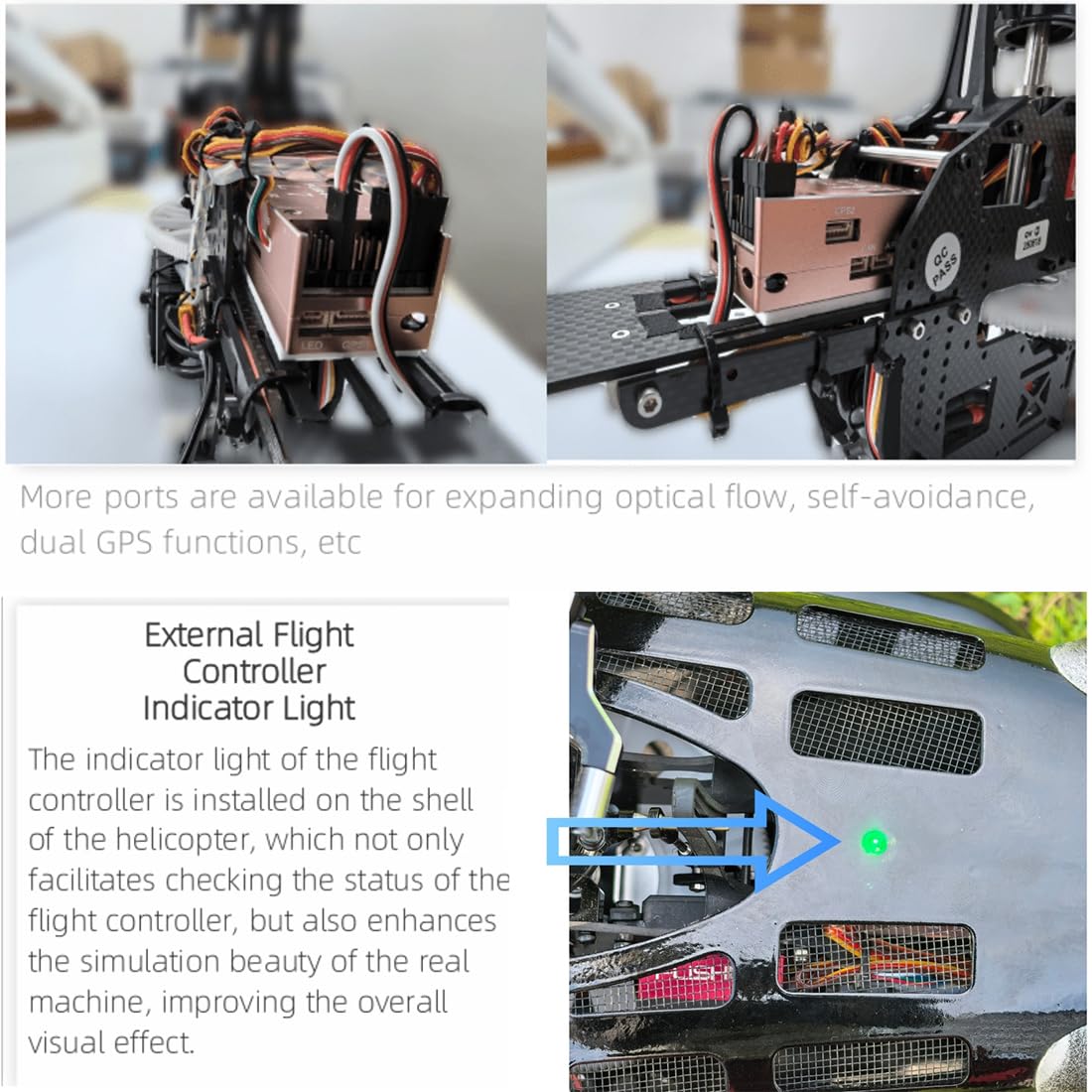 Elicottero GPS RC, FL500 Air-wolf Pro 500-Class 2.4G 6CH Scala Telecomando Elicottero Modello con FLISHRC L7 Flight Controller e 4 Modalità di Posizionamento GPS (versione RF)