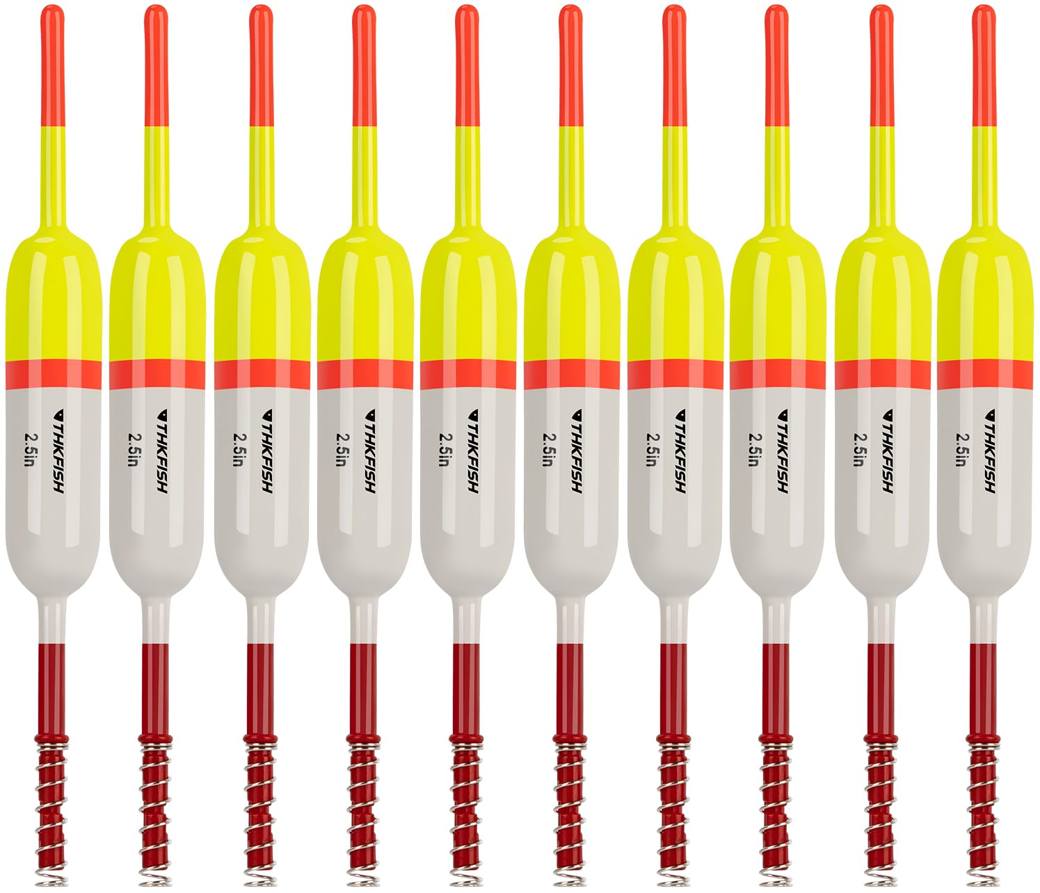THKFISH 10Pcs Sea Floats Fishing,Fishing Bobbers,EVA Foam Round Floats Snap-On Spring Fishing Buoy Accessories for Freshwater Saltwater for Fishing Panfish Bass Bluegill Crappie (2.5in)