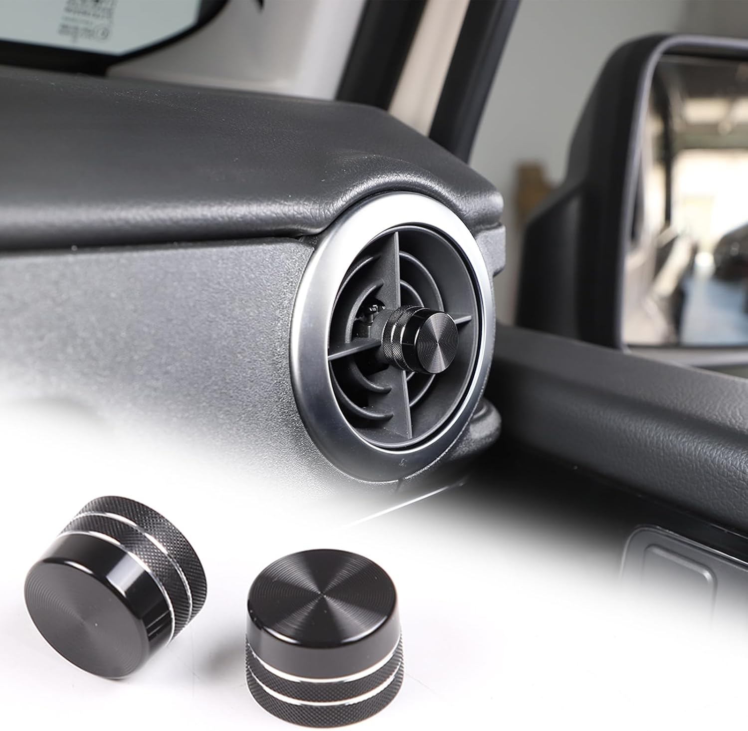 Car Aluminum Air Conditioner Vent/Opening Knob Decoration Covers Interior Compatible with Ineos Grenadier 2020-2024 Air Conditioner AC Air Outlet Vent Front Side Trim Accessories (Black)