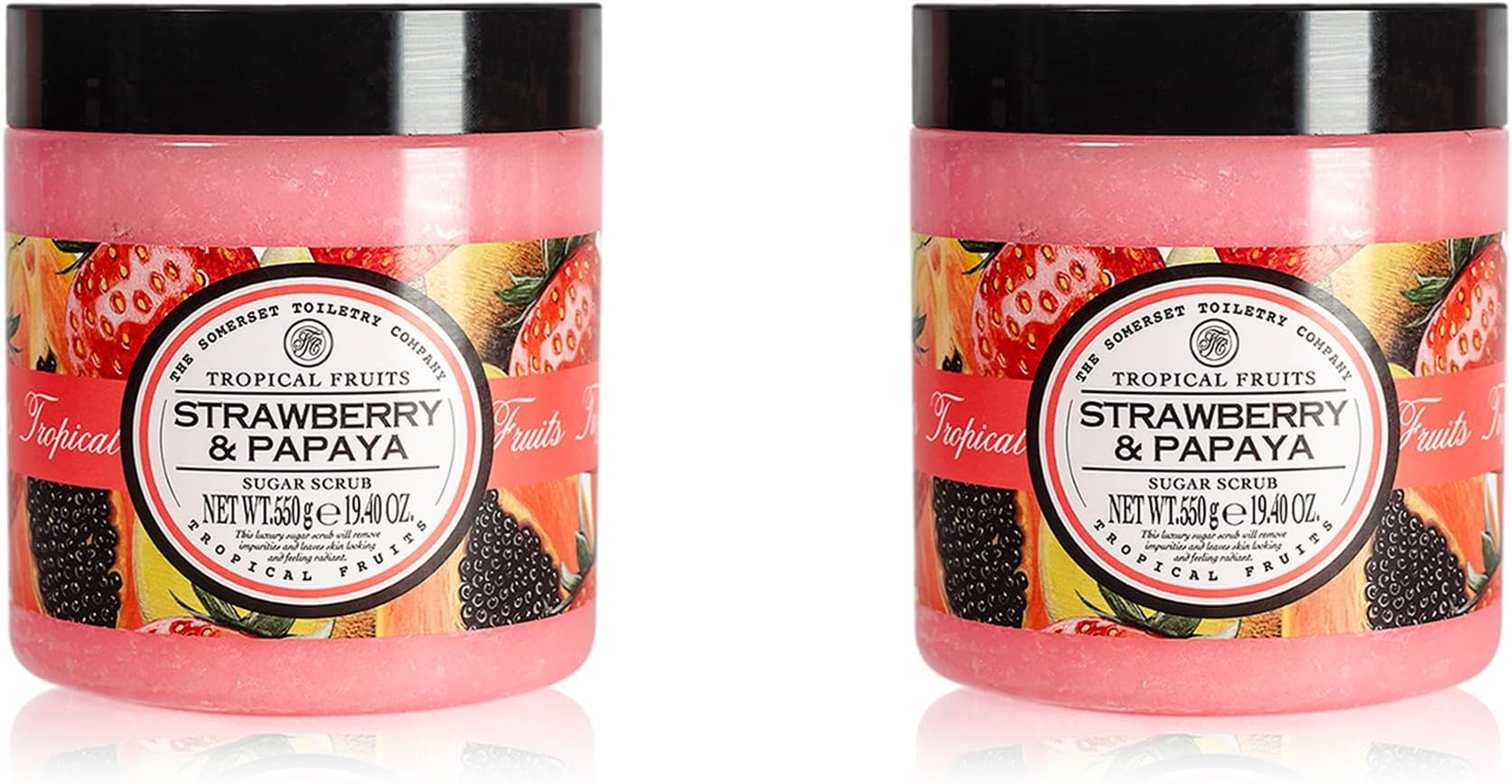 Tropical Fruits Gentle Exfoliating Strawberry & Papaya Sugar Scrub 2 x 550g