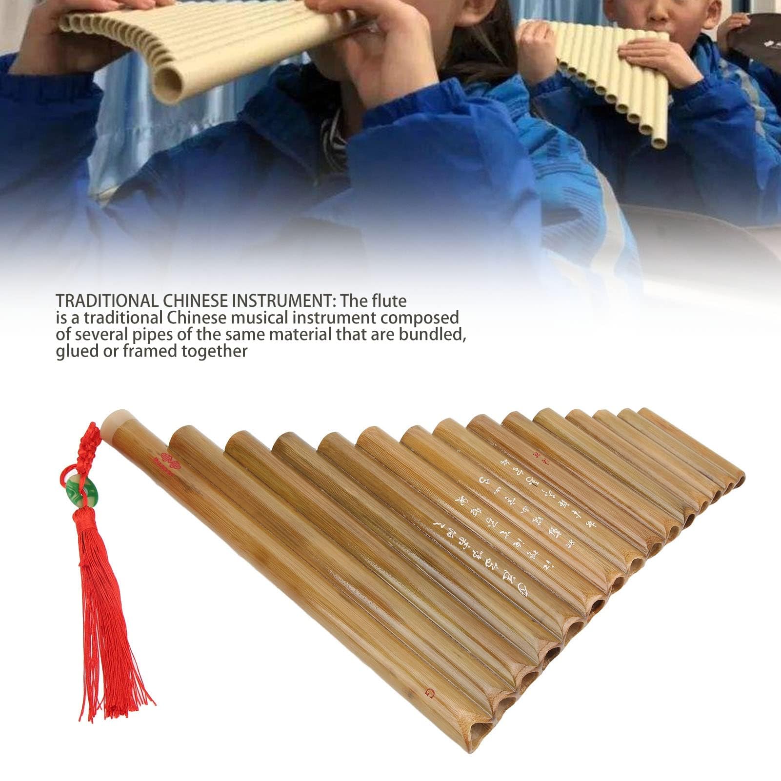 Flûte Panoramique 15 Tuyaux en Sol - Instrument Traditionnel Chinois - Pour Débutants (Gauche)