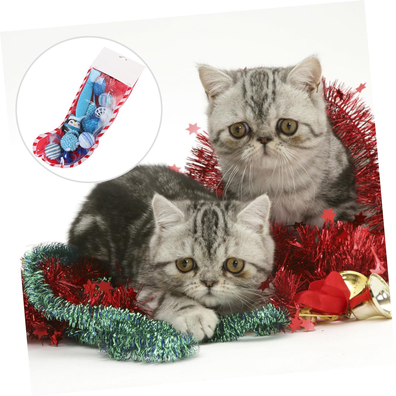 POPETPOP 10Pcs Interactive Cat Crinkle Ball Set Random Color Christmas Pet Supplies for Engaging Play and Bonding Stimulate Natural Instincts for Cats Random Color