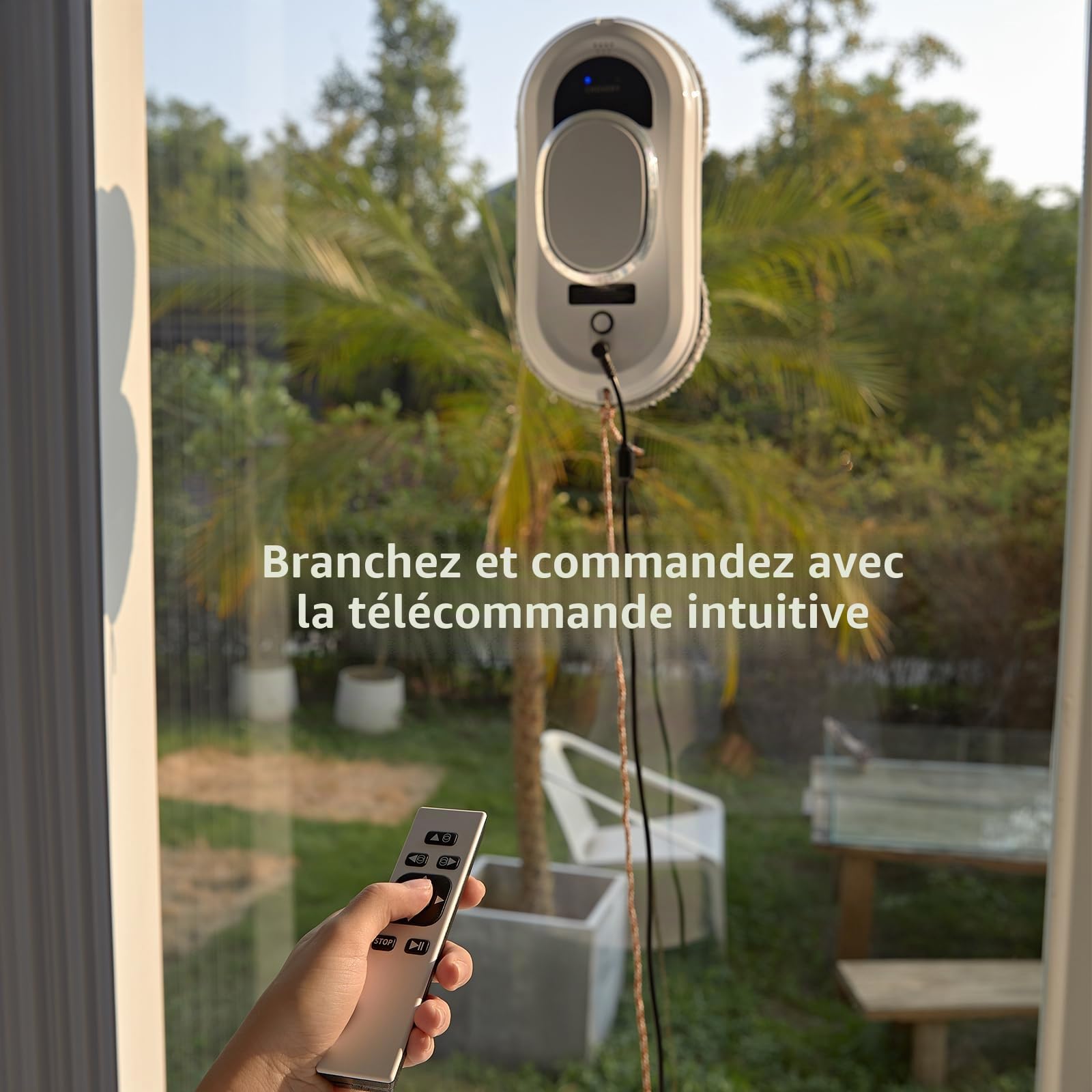 CHOVERY Robot Nettoyeur De Verre Télécommande Robot Nettoyer Les Cristaux 5600pa Super Aspiration Nettoyeur De Verre Électrique Navigation Intelligente Machine De Nettoyage des Cristaux pour Toutes