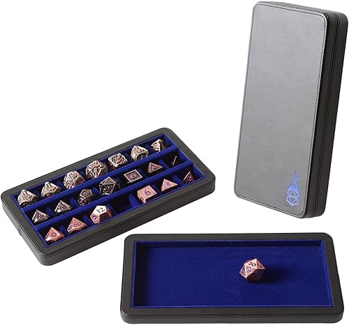 Forged Dice Co. Reliquary - Estuche grande dividido para dados con bandeja de dados para juegos de dados poliédricos, 21 cámaras forradas de