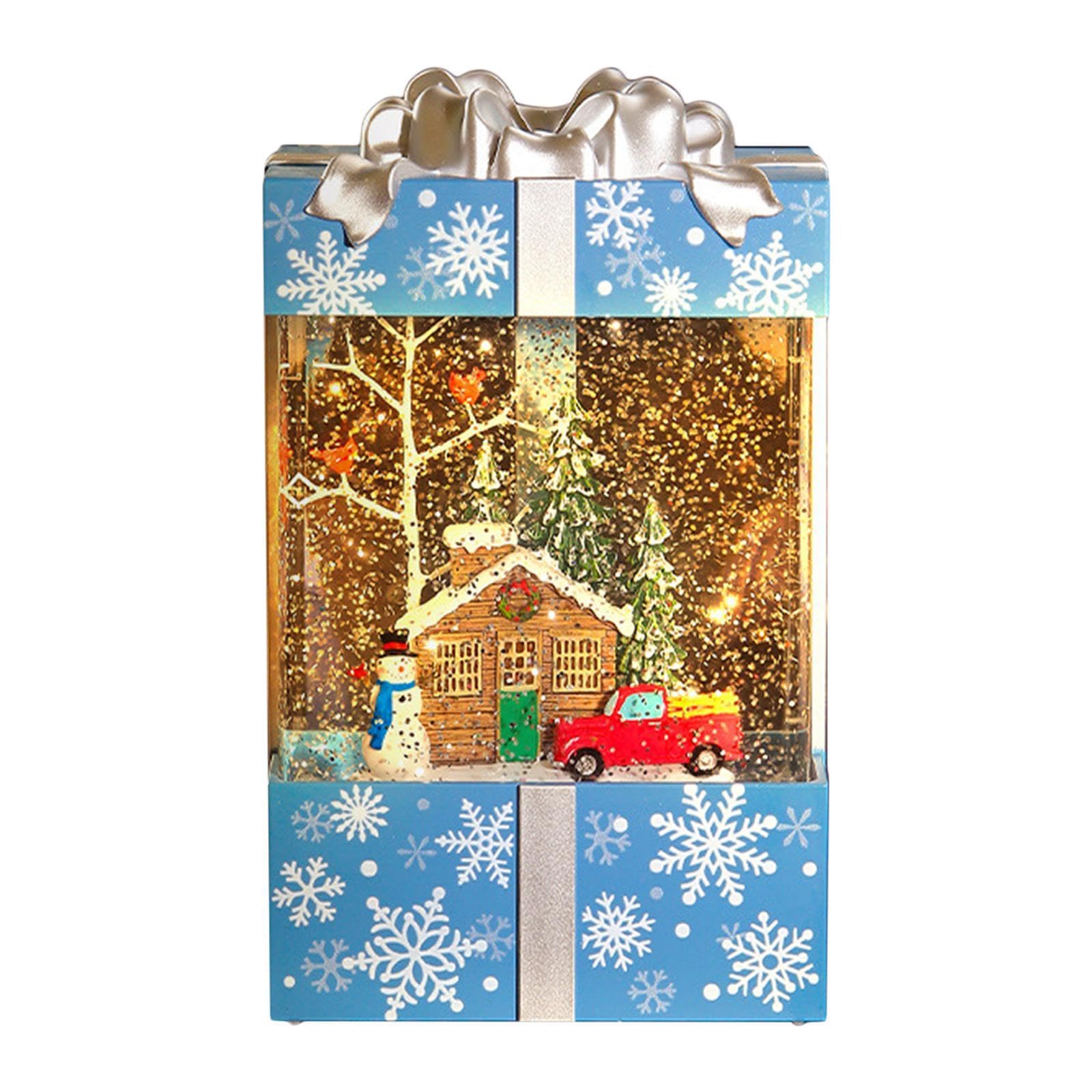 Boule à Neige avec Musique et éclairage, Boîte Cadeau pour Noël, Maison de bonhomme de neige