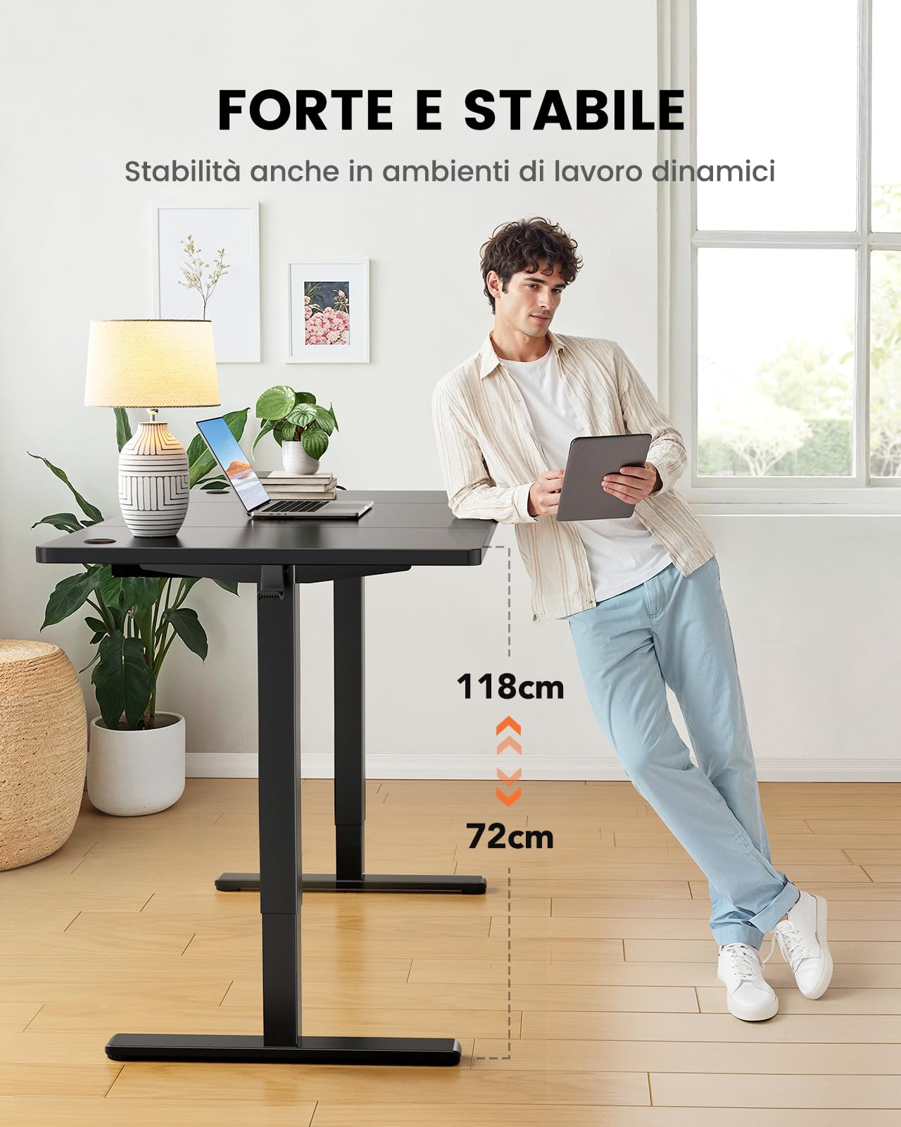 ErGear Scrivania elettrica regolabile in altezza, 160 x 80 cm, portata 100 kg, con motore senza spazzole avanzato, funzione silenziosa, robusto telaio in metallo