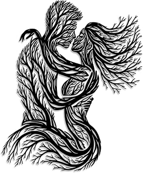 Tree Couple Metal Wall Decor - Romantic Love Room Decor Black Wall Art Home Decor for Living Room, Bathroom, Bedroom, Dining Room Black