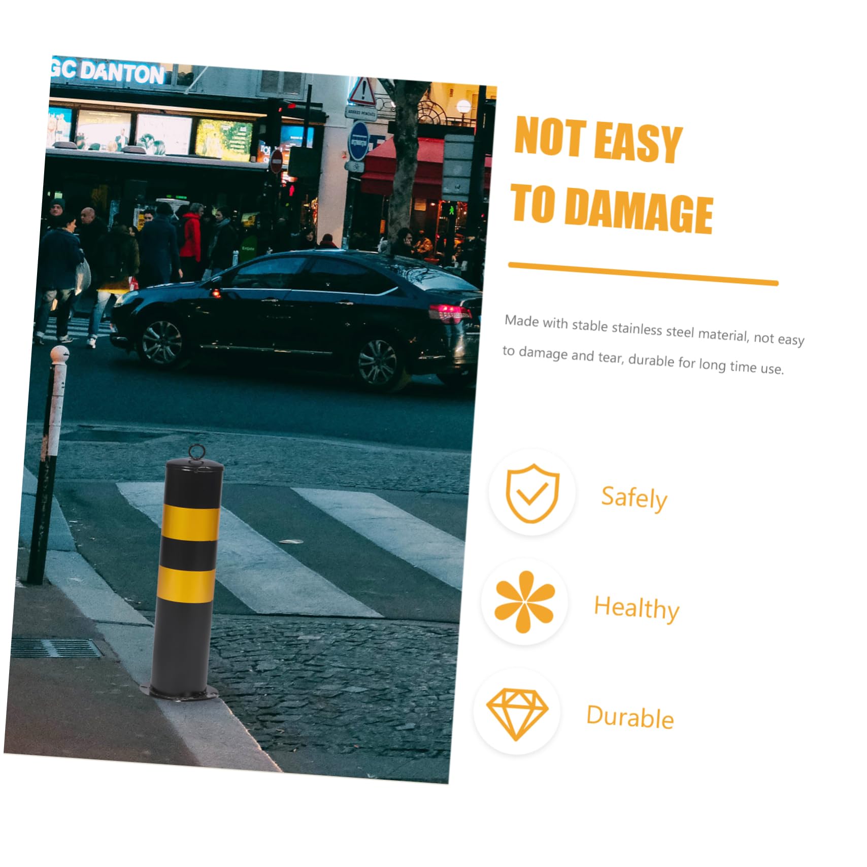 Poteau De Sécurité, Poteaux De Barrière De Stationnement En Acier, Hauteur De Revêtement En Poudre Jaune, Contrôle Du Trafic, Pour Les Zones Sensibles à La Circulation Ou La Décoration De Rue De