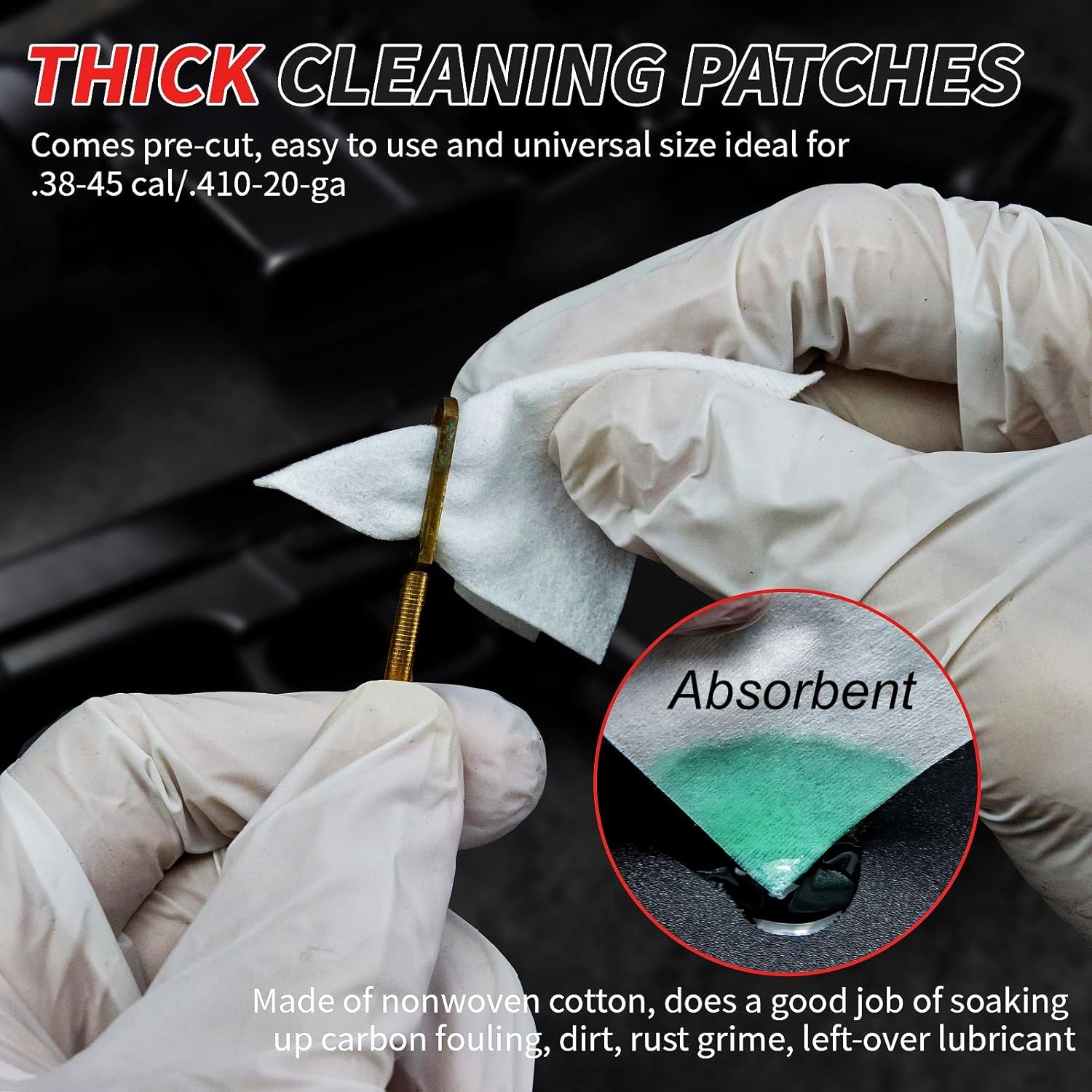 Gun Cleaning Kit in Big Box, 4-in-1 Cleaning Supplies Includes Brushes, Patches, Swabs, Cloth - Lint Free, Highly Absorbent Supplies for All Guns Maintaining, Fit Most Caliber - Image 3