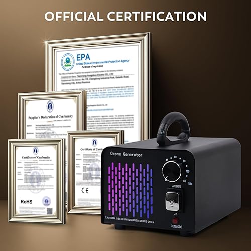 Miniatura 6 de Generador de máquina de ozono 68,000 mgH de iones negativos de alta capacidad, eliminador de olores de ozono, ionizador, purificador de aire,