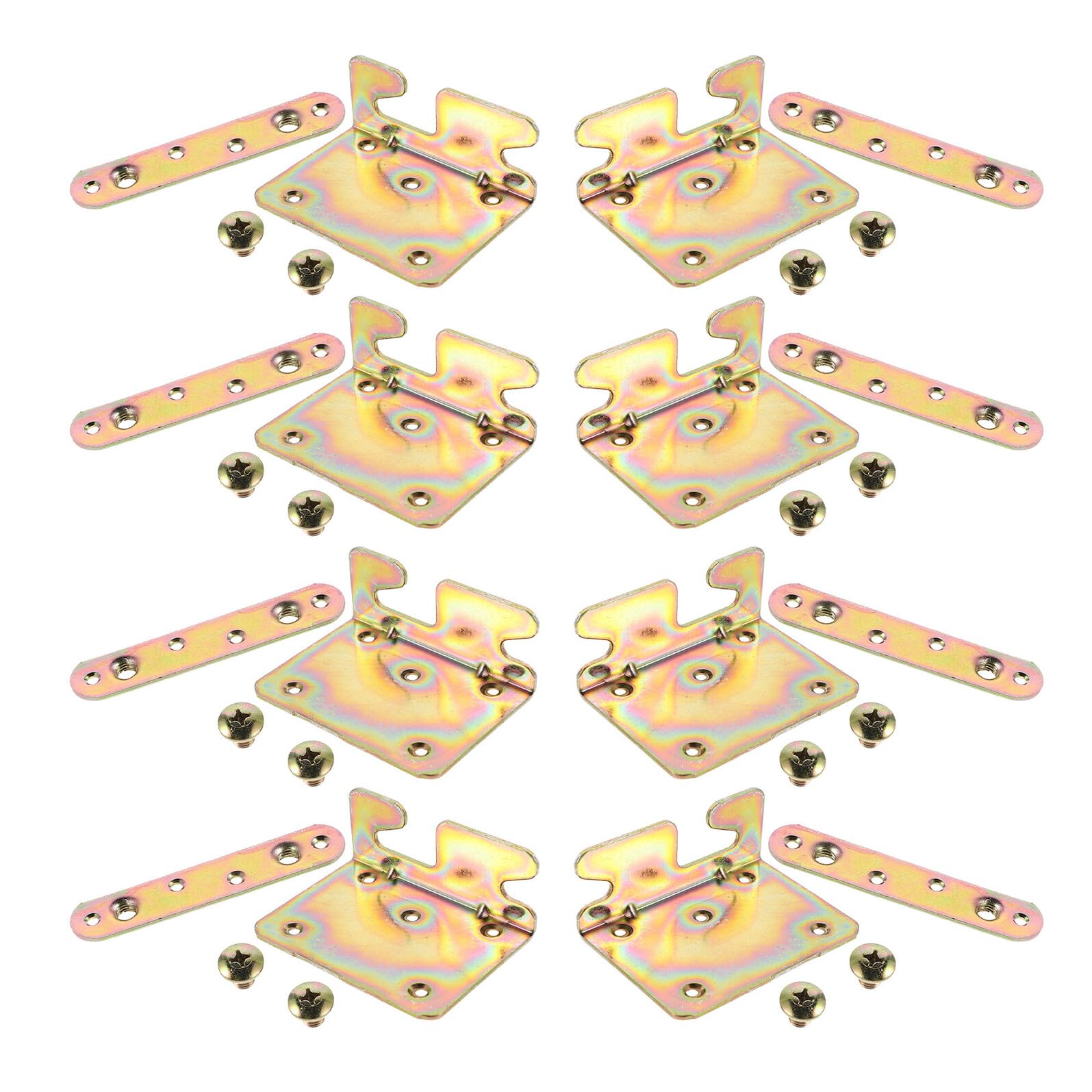 Staffe per Sponde Letto 8 Set in Ferro per Telai in Legno | Supporto Robusto per Assemblaggio, Installazione Invisibile, Set Completo da 8, Hardware per Testiere e Pediera