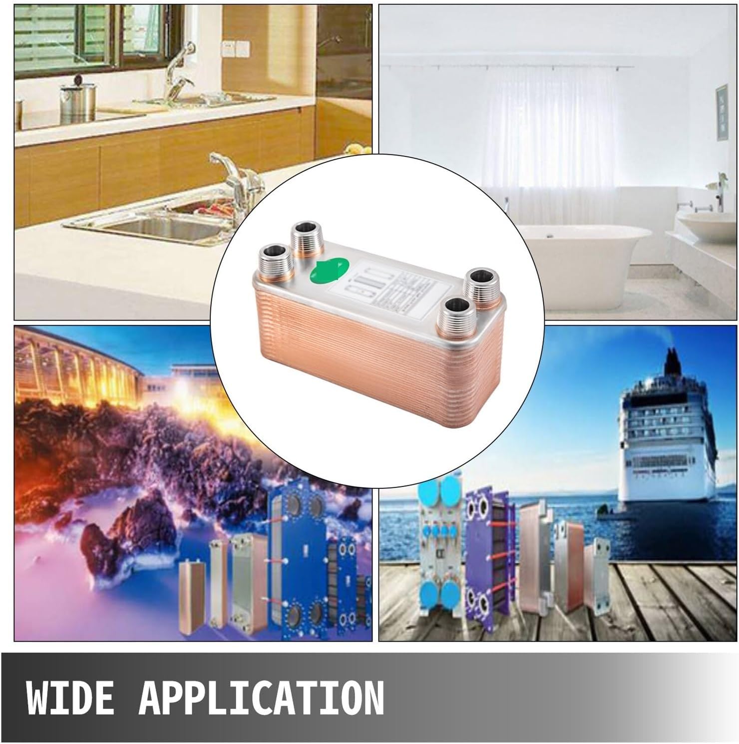 Heat Exchanger, Heat Exchanger 3"x7.5" 30 Plates Brazed 316L 3/4" MPT Heat Exchanger B12-30 Beer Wort Chiller For Hydronic Heating