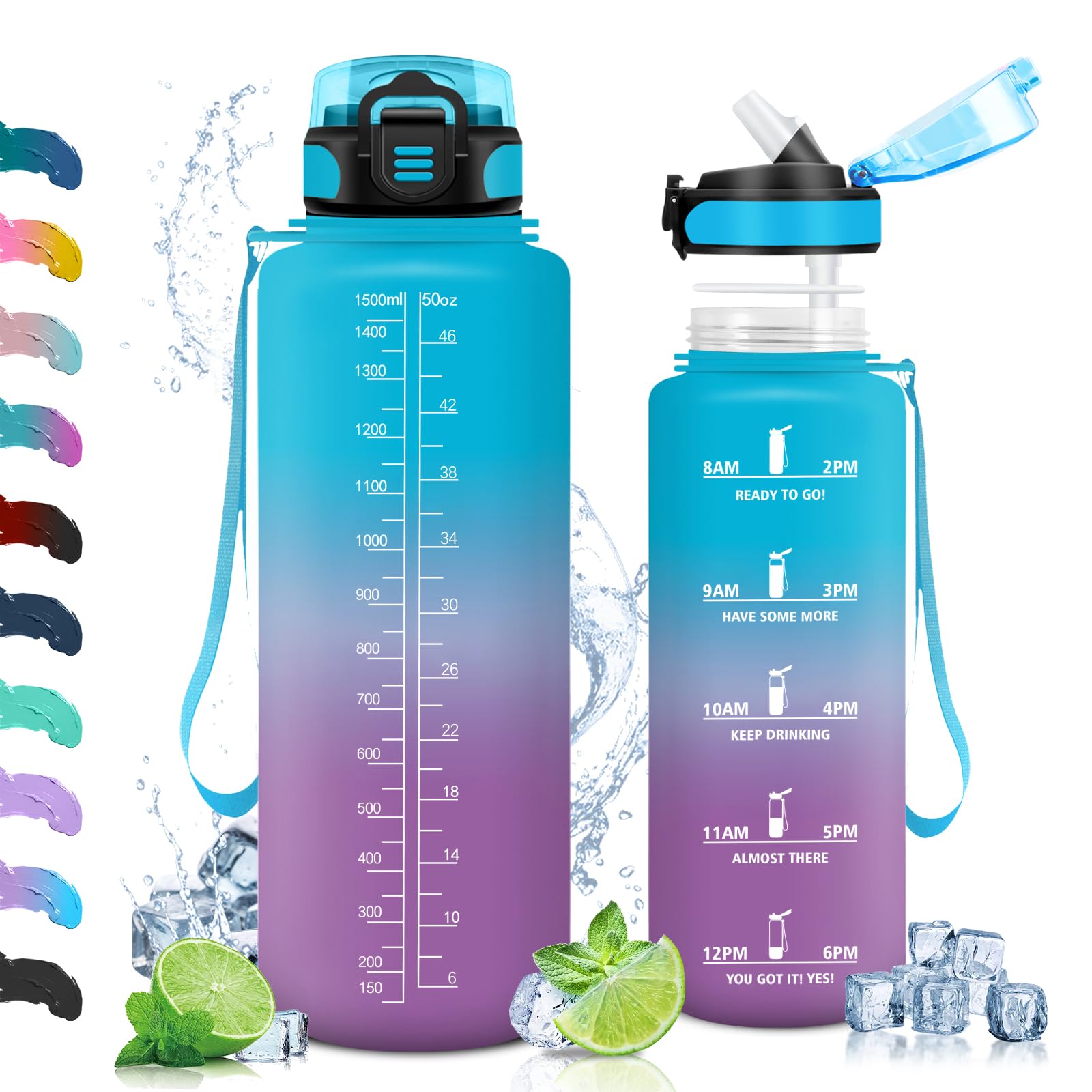 Borraccia Vikaster 500/1000/1500ml - Con Cannuccia, Senza BPA, A Prova Di Perdite, Per Sport E Ufficio - Foto 7