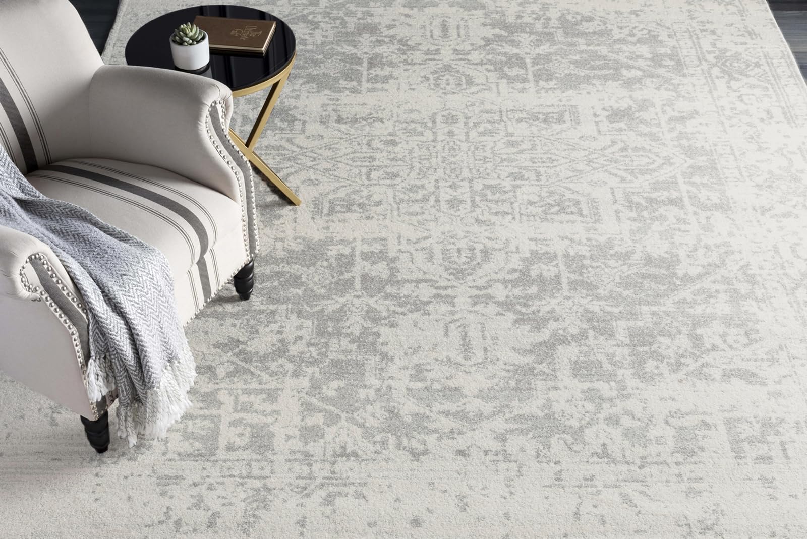 Livabliss Juliette Syracusa Tapis Vintage 160x220 cm – Gris, Beige, Bohème