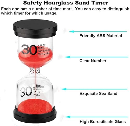 Miniatura 2 de SuLiao Temporizadores de arena de reloj de arena de 30 minutos reloj de arena grande de color rojo, Reloj De Arena 30 Minutos, reloj de arena de