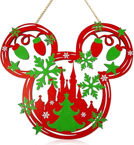 Miniatura 2 de Letrero colgante de madera de ratón para puerta de Navidad, adornos de Navidad, letrero de bienvenida para puerta delantera, letrero colgante de