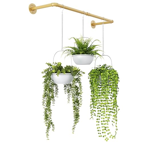 Bamworld Hanging Planters for Indoor Plants Plant Hanger Indoor Hanging Plant Rod 36.2in Window Plant Shelves Metal Rod Pot/Chains Not Included (Gold) - 36.2in - Gold