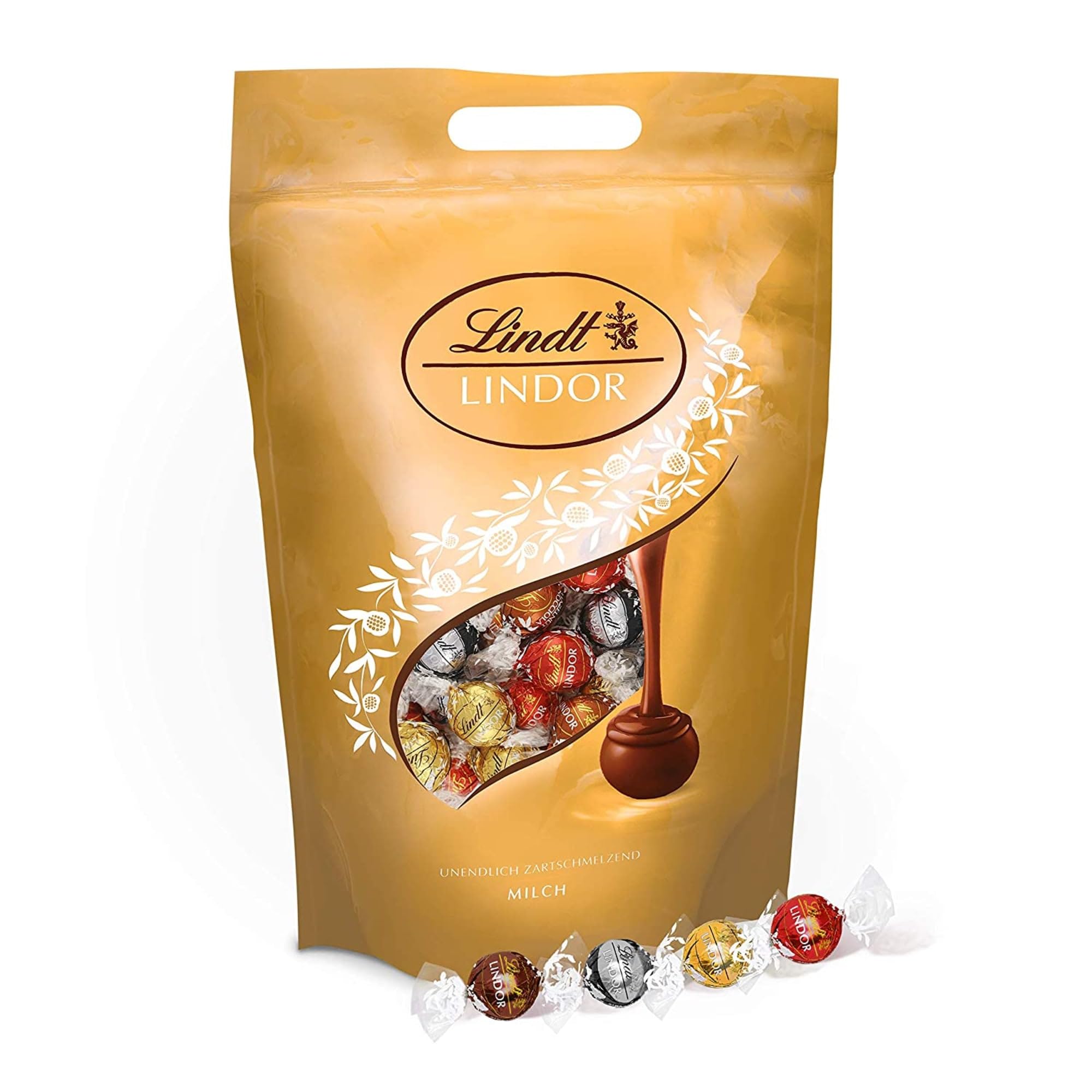 Lindt Schokolade | 2KG Beutel | LINDOR | Kugeln | Pralinengeschenk | Großpackung | Schokoladengeschenk | Enthält: Milch, Weiß, 60% und Haselnuss